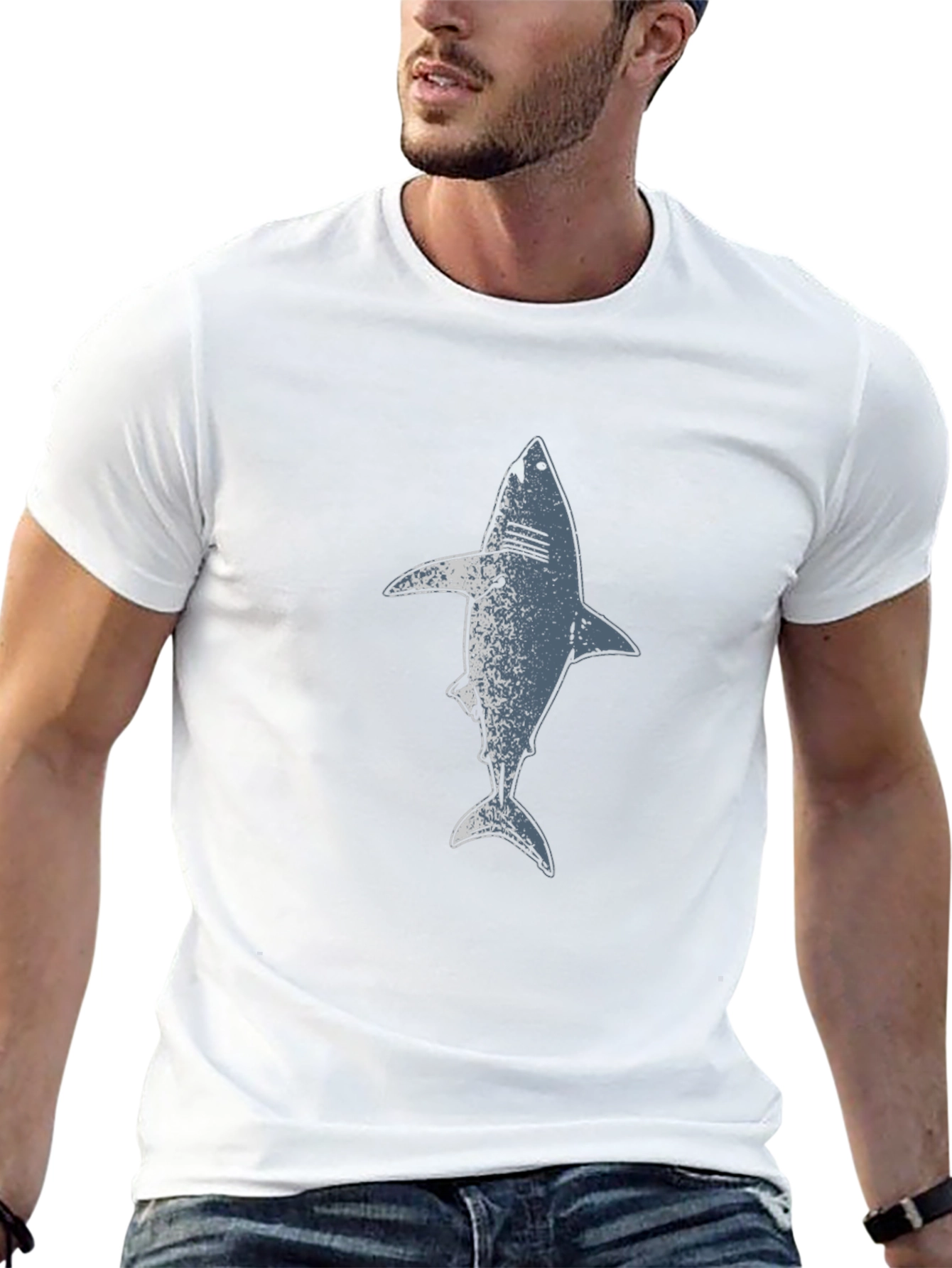 Shark Graphic Print Black T-Shirt