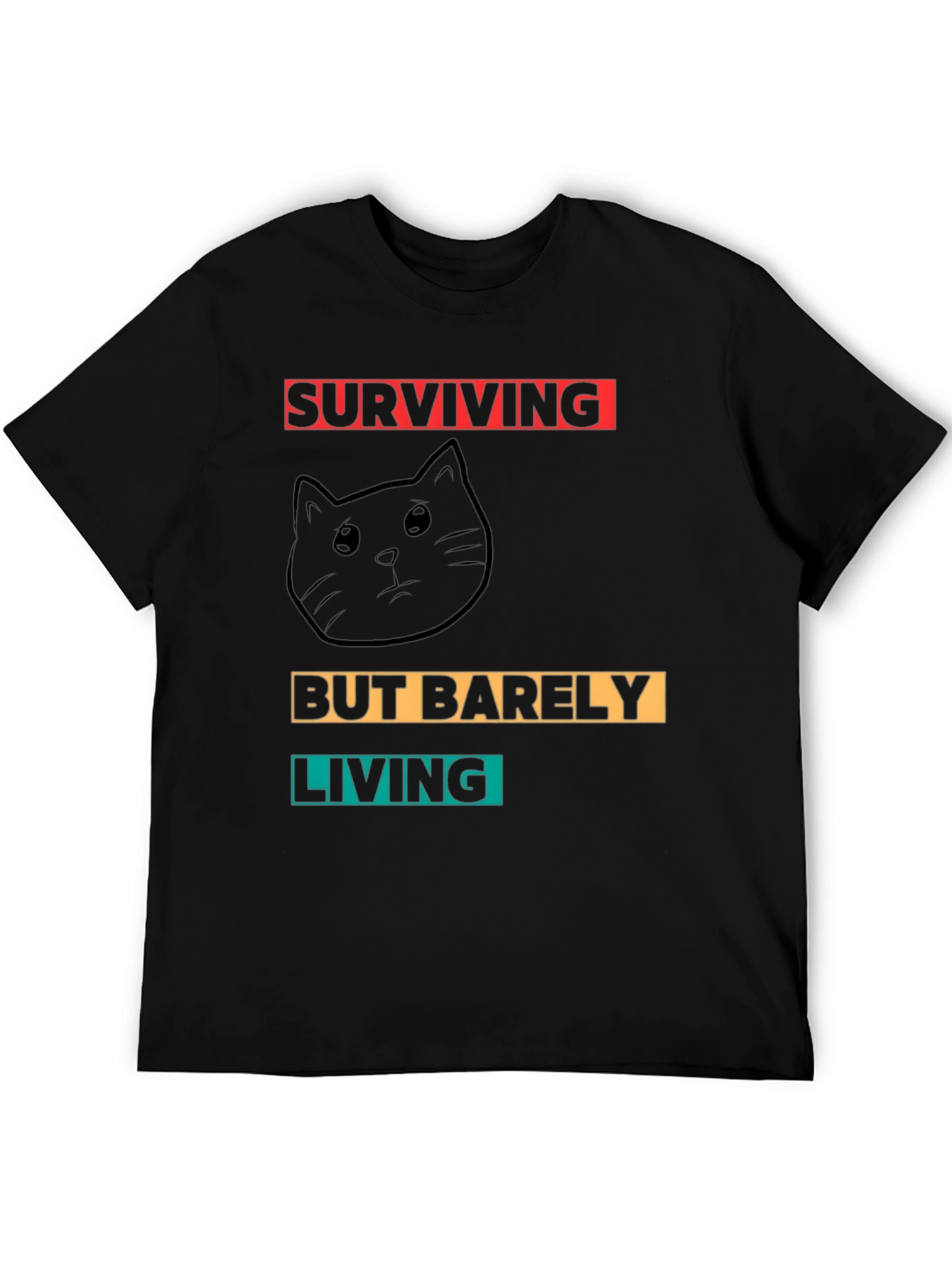 Surviving But Barely Living Cat Graphic T-Shirt