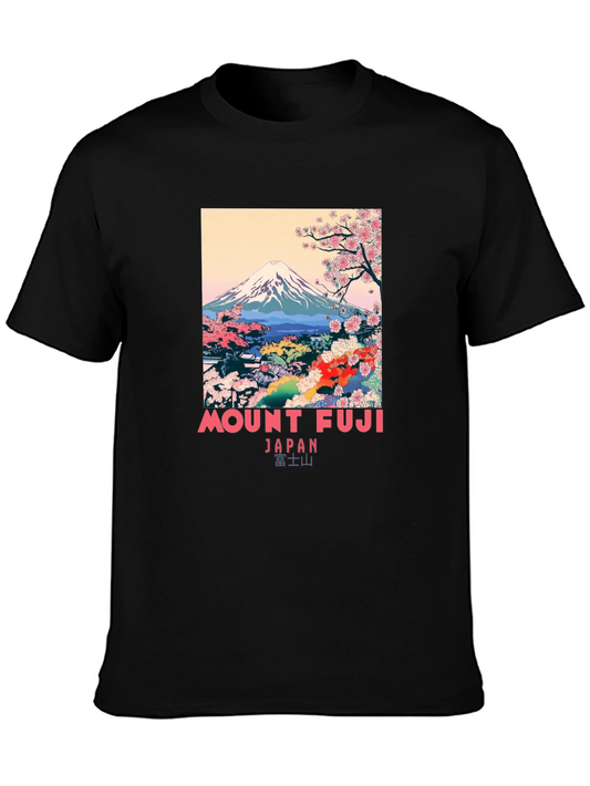 Mount Fuji Japan Graphic Black T-Shirt