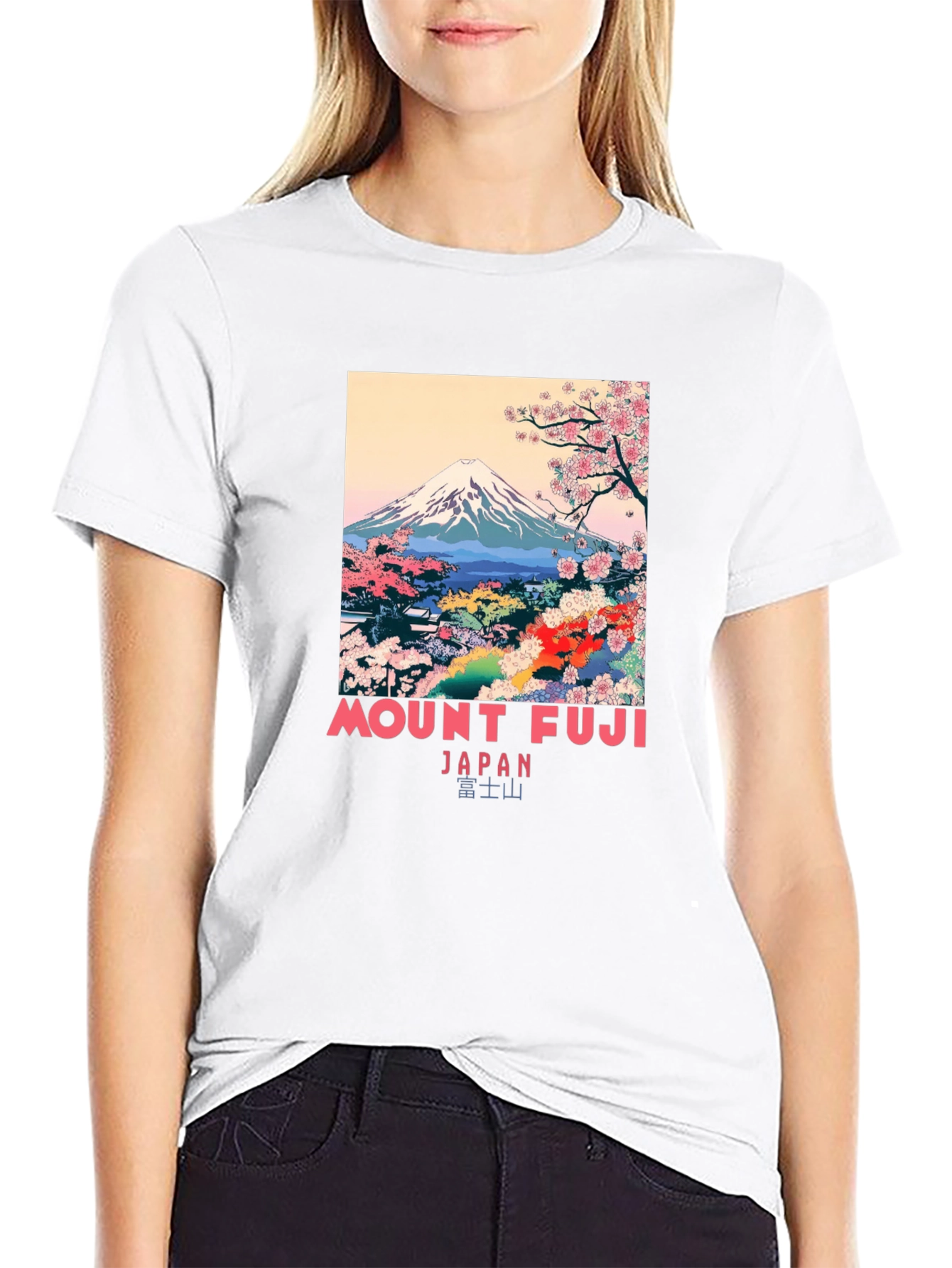 Mount Fuji Japan Graphic Black T-Shirt