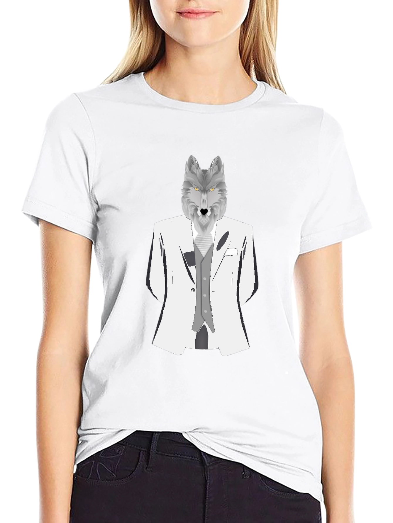 Wolf in Suit Graphic Tee - Black T-Shirt