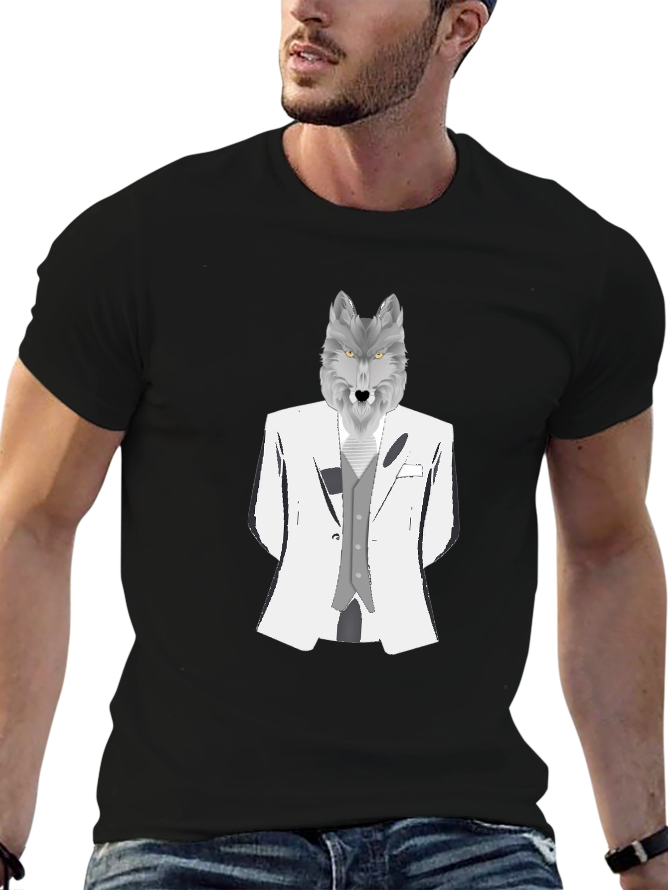 Wolf in Suit Graphic Tee - Black T-Shirt