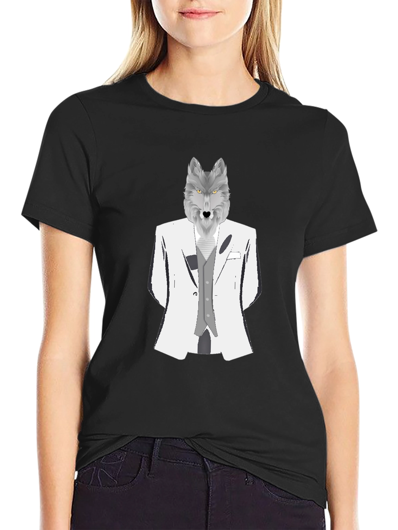 Wolf in Suit Graphic Tee - Black T-Shirt