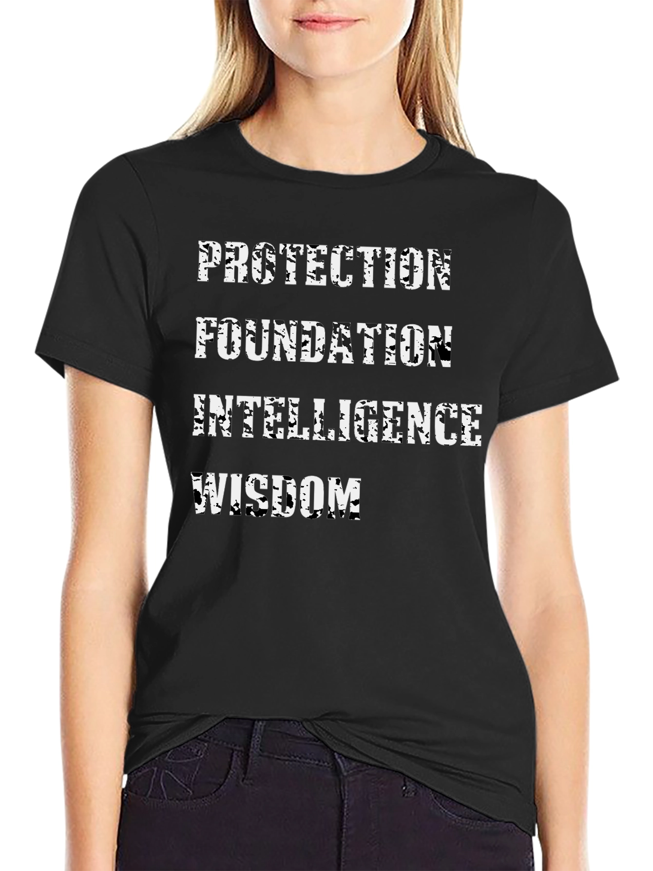 Protection Foundation Intelligence Wisdom Mens Black T-Shirt