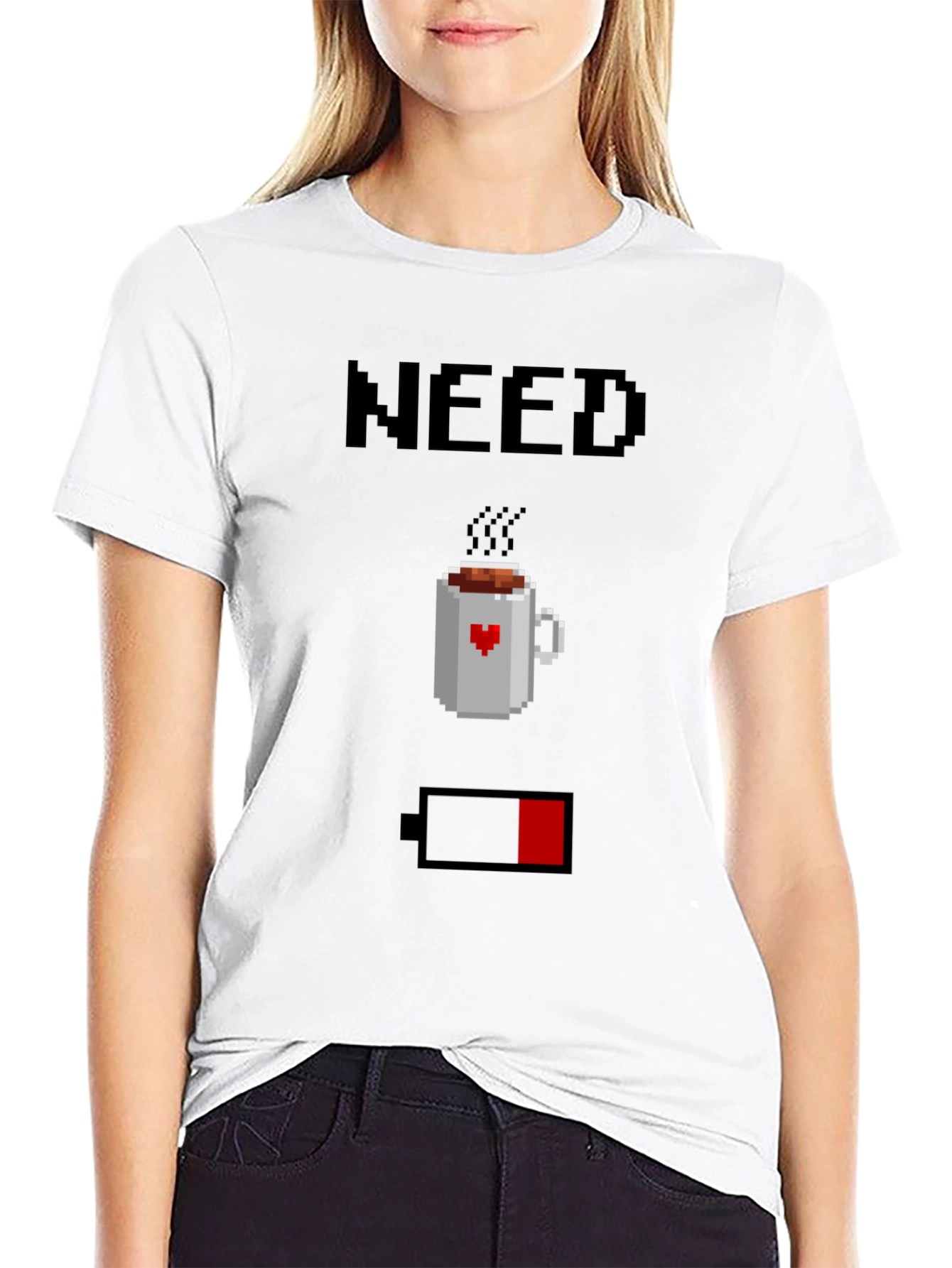 Need Coffee T-Shirt - Low Battery Graphic Tee