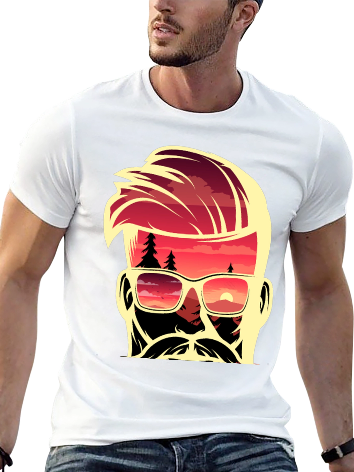 Sunset Dude Graphic Tee - Cool Retro Design