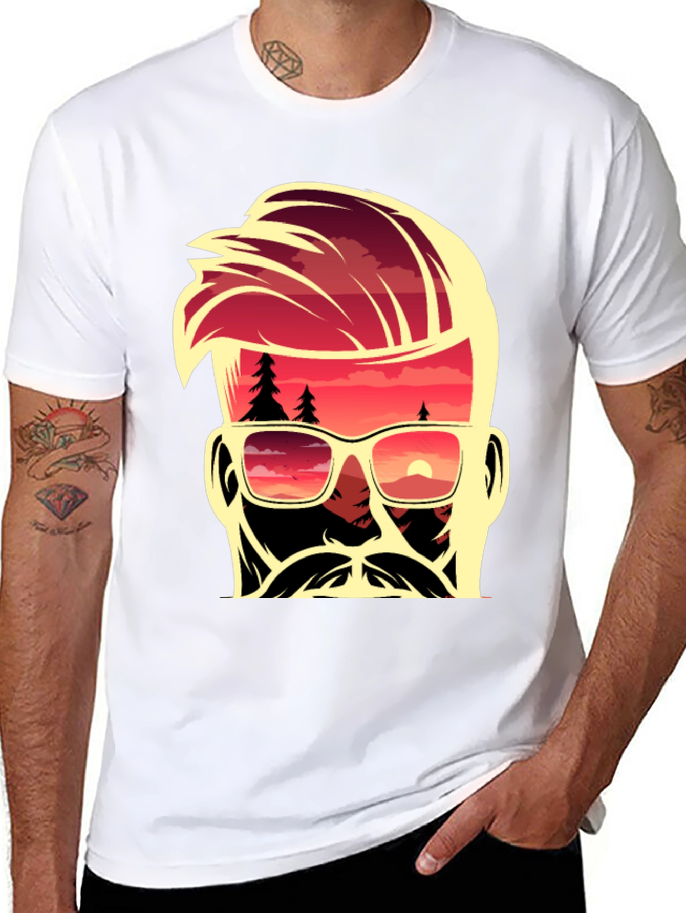 Sunset Dude Graphic Tee - Cool Retro Design