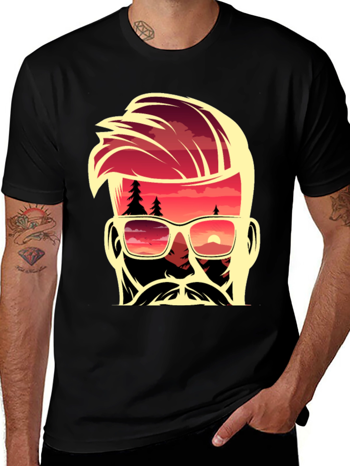 Sunset Dude Graphic Tee - Cool Retro Design