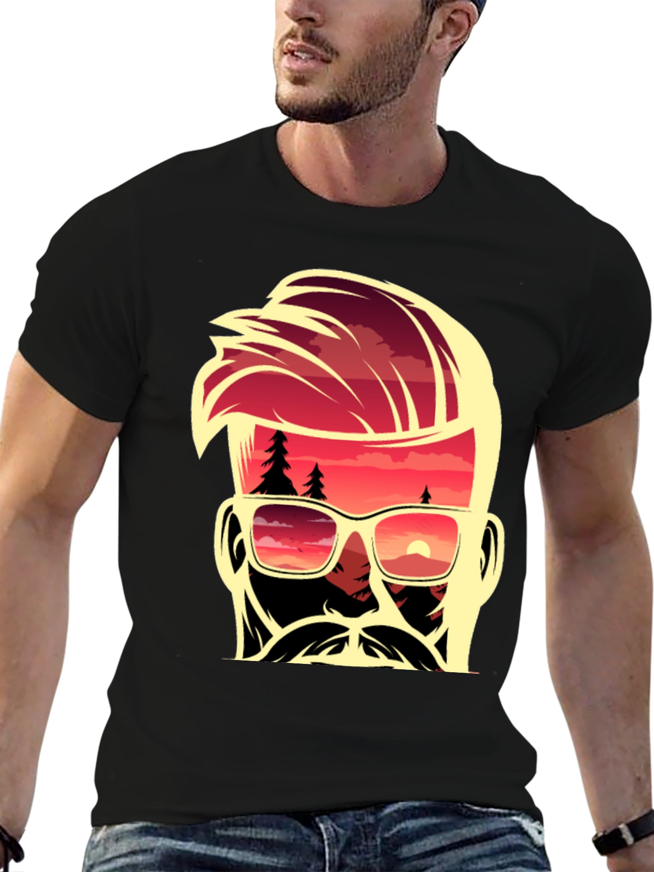 Sunset Dude Graphic Tee - Cool Retro Design