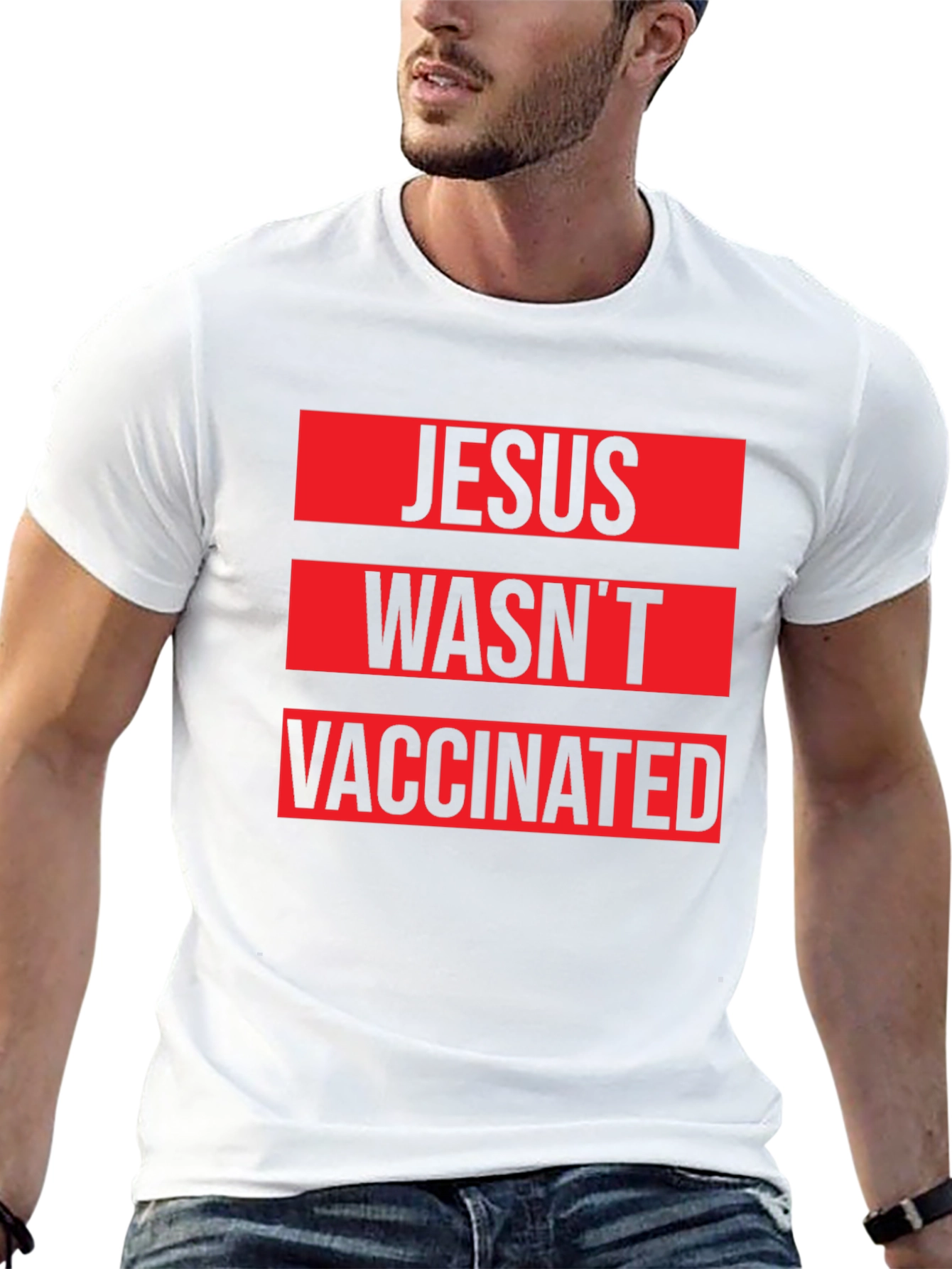 Jesus Wasnt Vaccinated Black T-Shirt