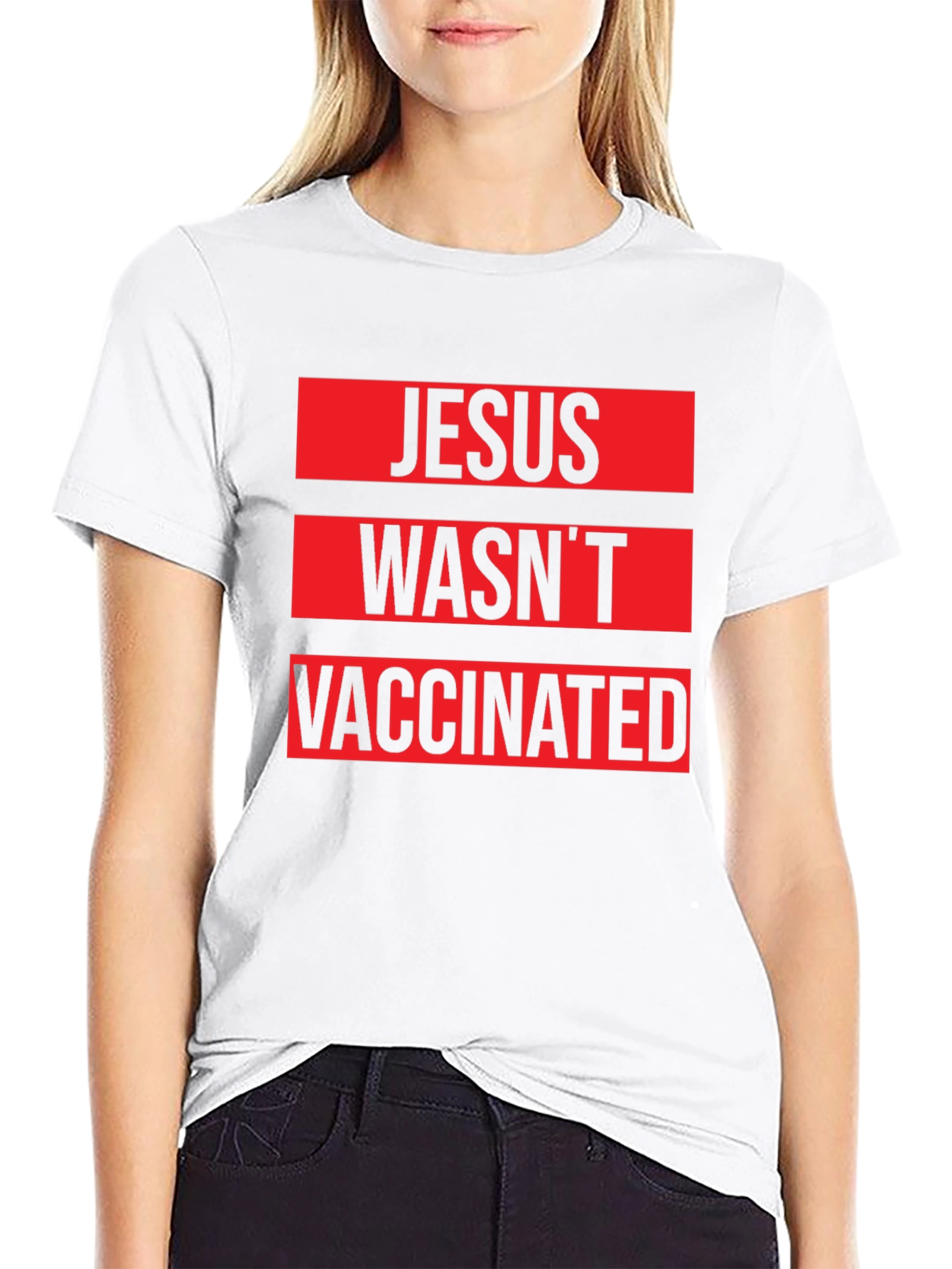 Jesus Wasnt Vaccinated Black T-Shirt
