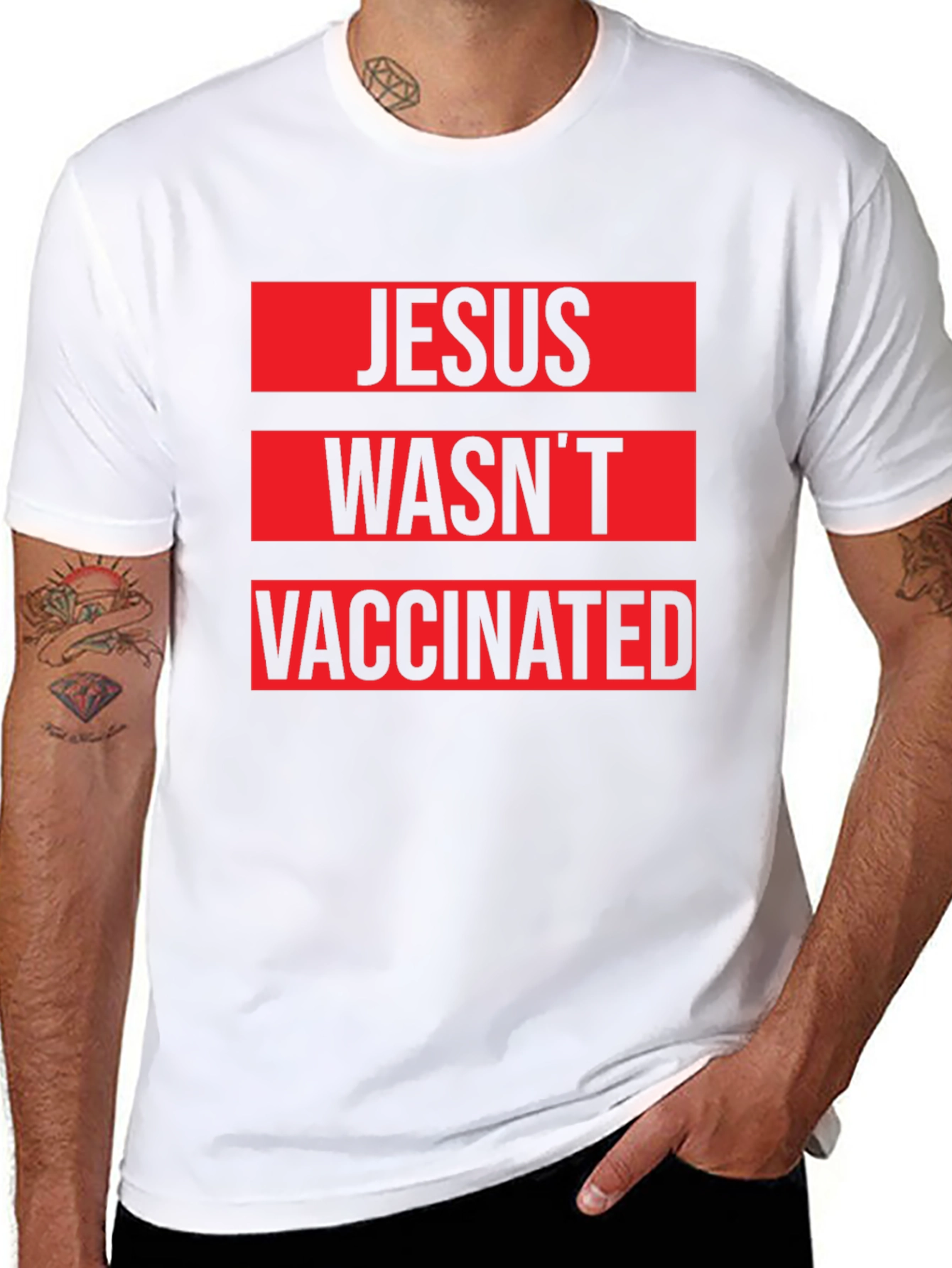Jesus Wasnt Vaccinated Black T-Shirt