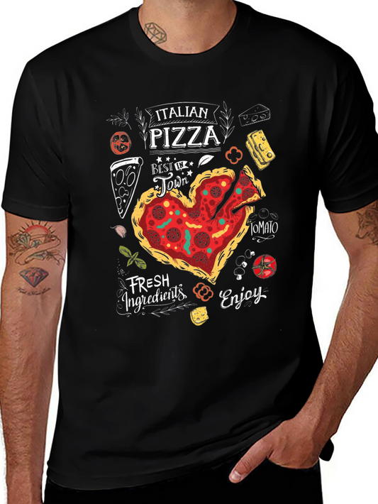 Heart Pizza Graphic Tee - Italian Food Lovers T-Shirt