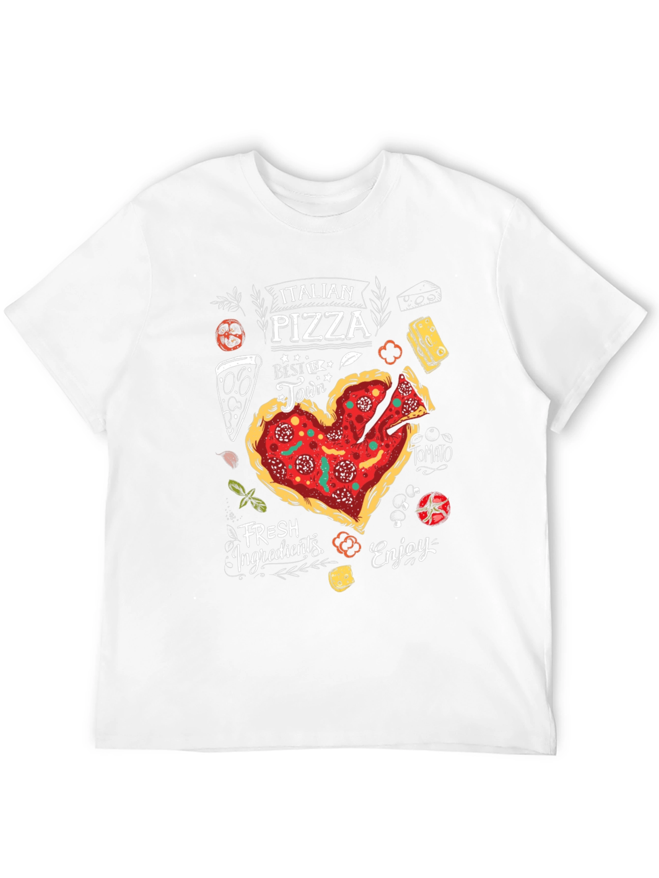 Heart Pizza Graphic Tee - Italian Food Lovers T-Shirt