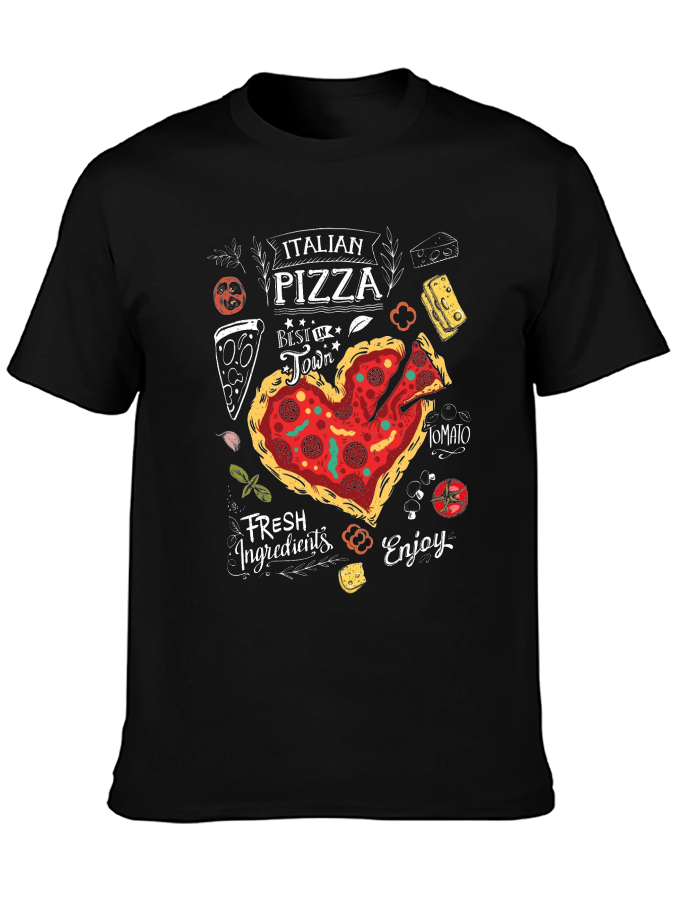 Heart Pizza Graphic Tee - Italian Food Lovers T-Shirt