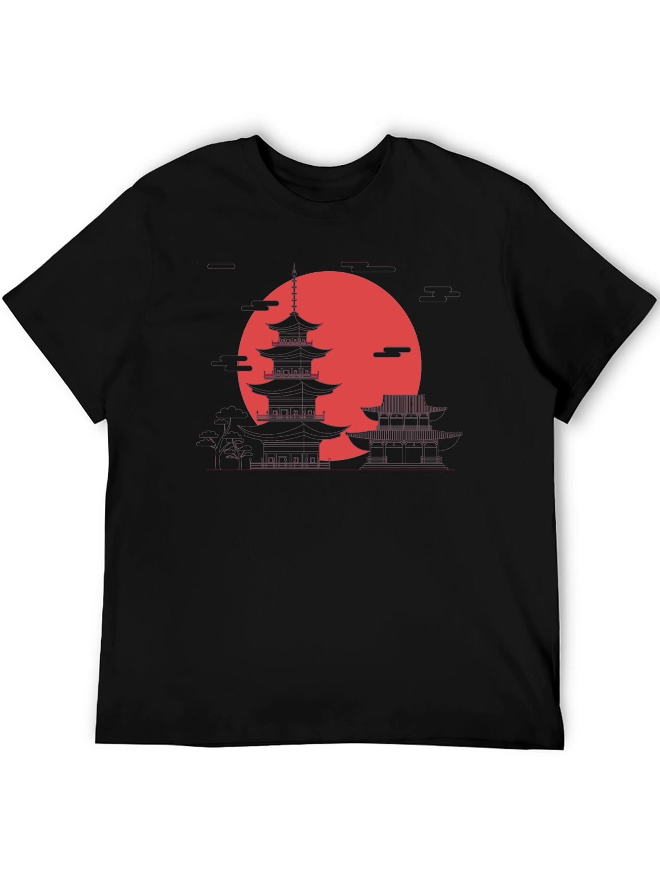 Japanese Pagoda Sunset Graphic Tee
