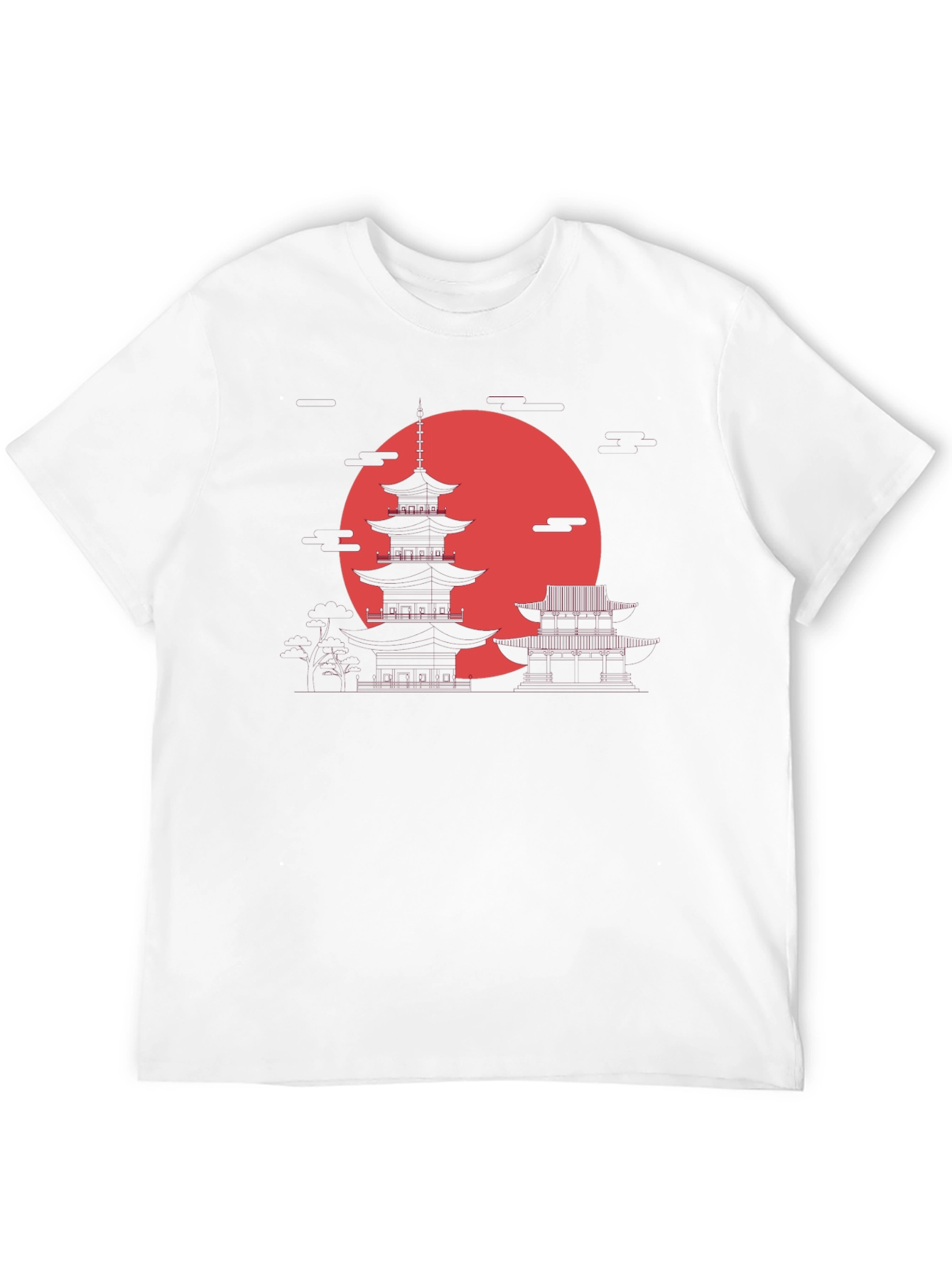 Japanese Pagoda Sunset Graphic Tee
