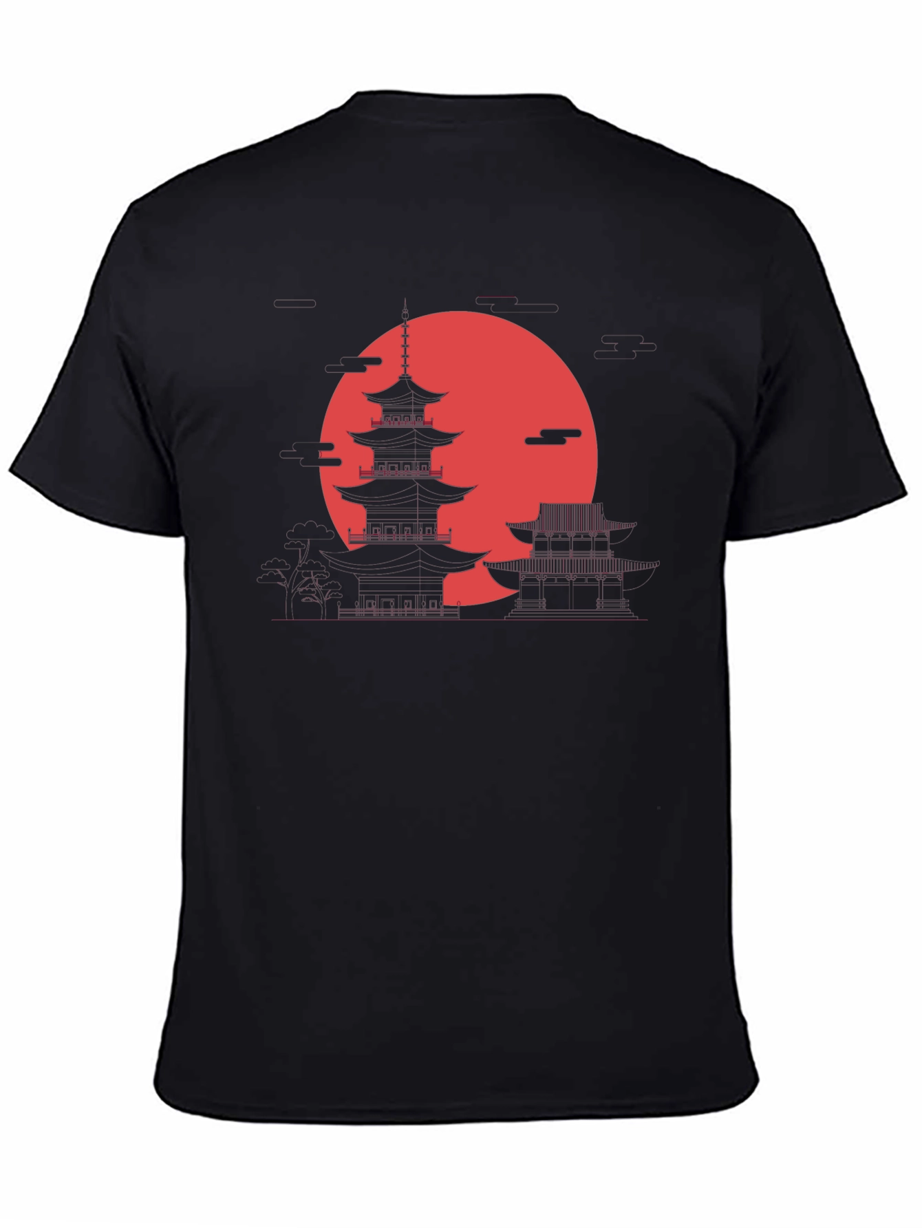 Japanese Pagoda Sunset Graphic Tee