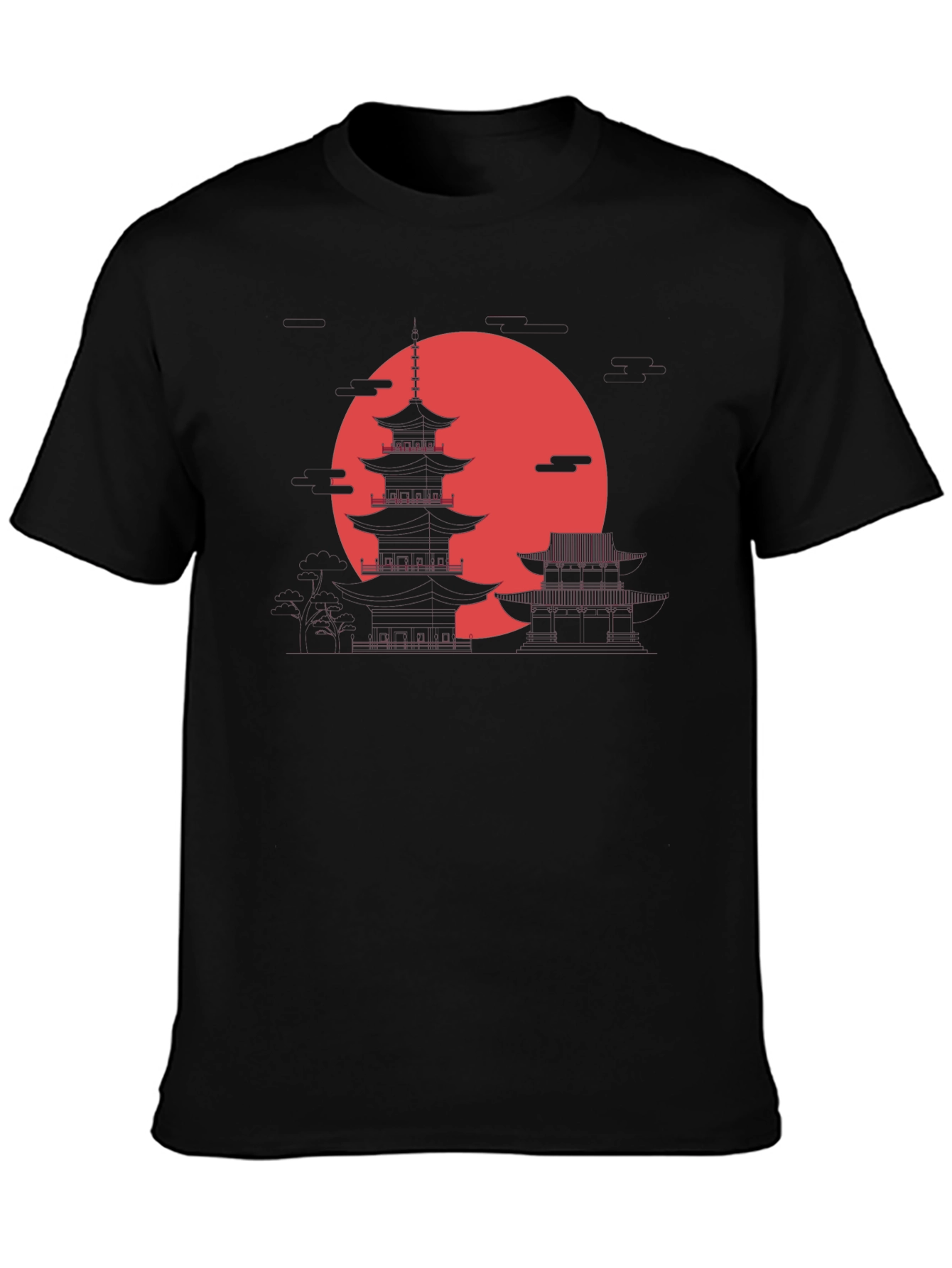 Japanese Pagoda Sunset Graphic Tee
