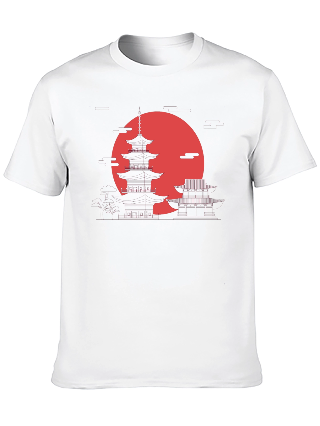 Japanese Pagoda Sunset Graphic Tee