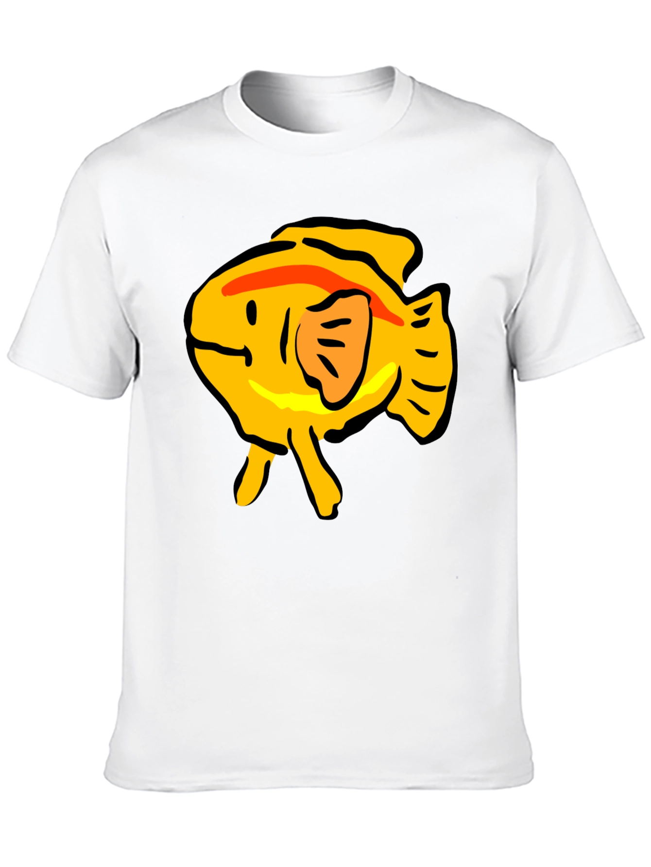 Black T-Shirt with Yellow Cartoon Fish Graphic
