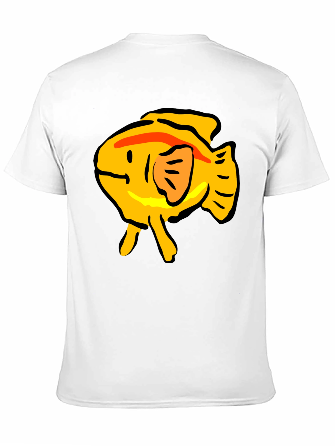 Black T-Shirt with Yellow Cartoon Fish Graphic