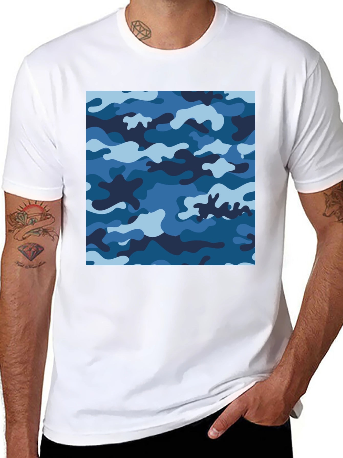 Blue Camo Tee - Cool Camouflage Shirt