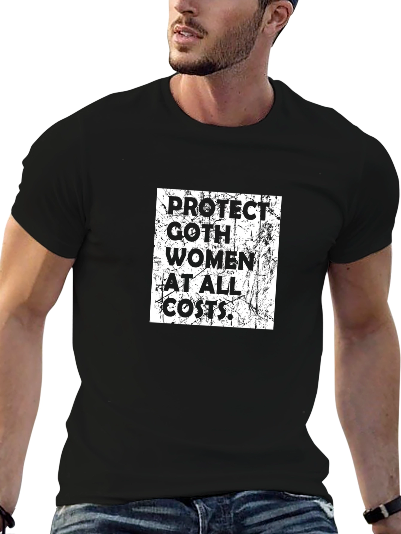 Protect Goth Women Graphic Tee - Black Cotton T-Shirt