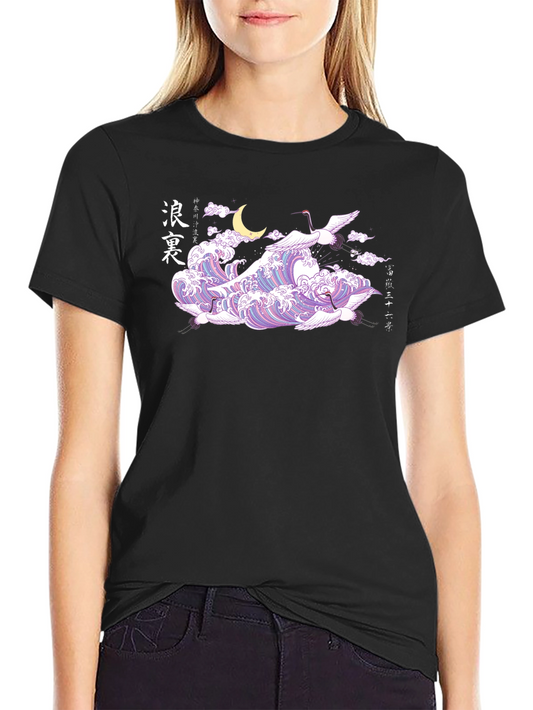Japanese Wave Crane Graphic Tee