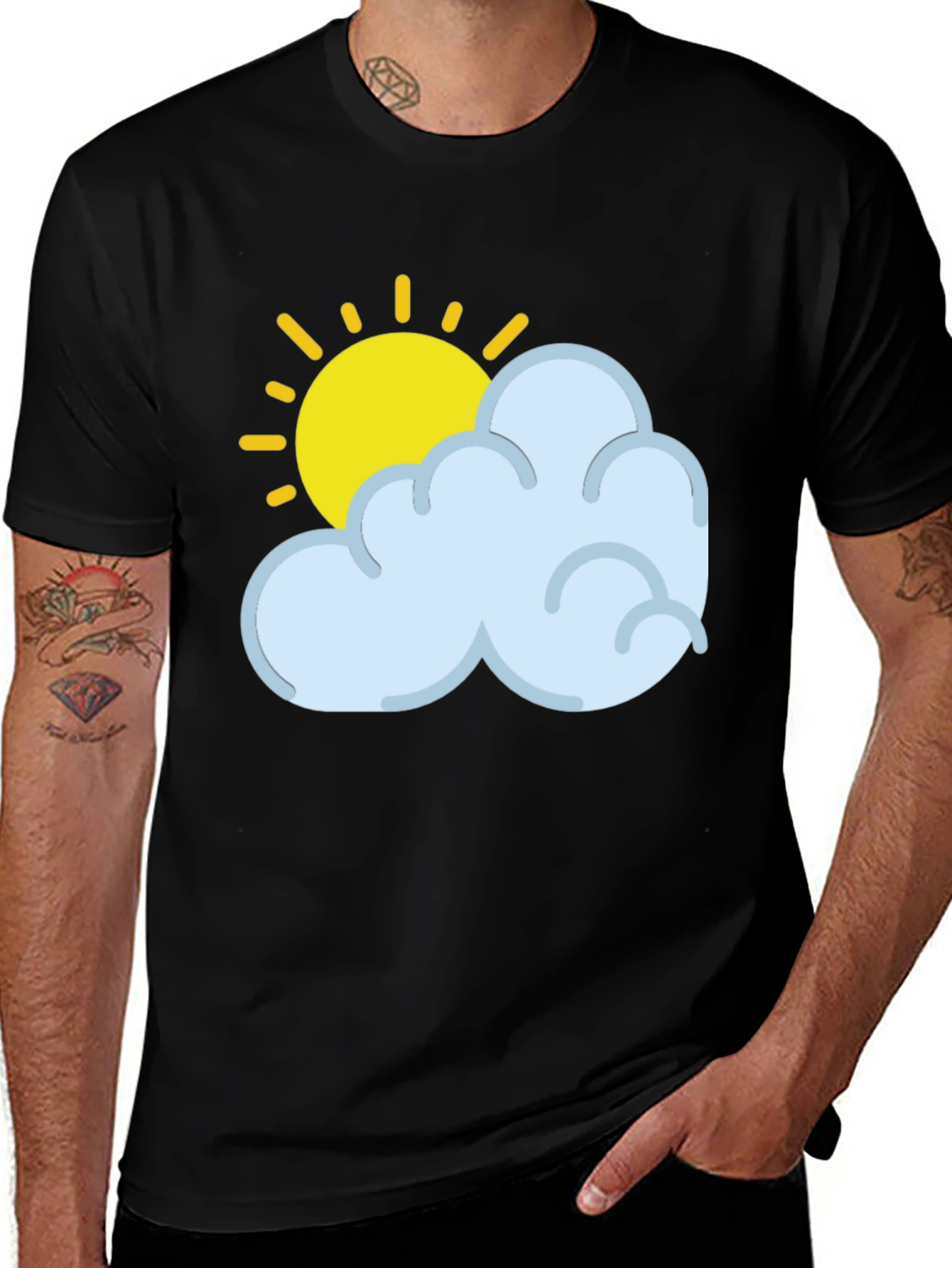Sunny Day Graphic Tee - Soft Black Cotton T-Shirt