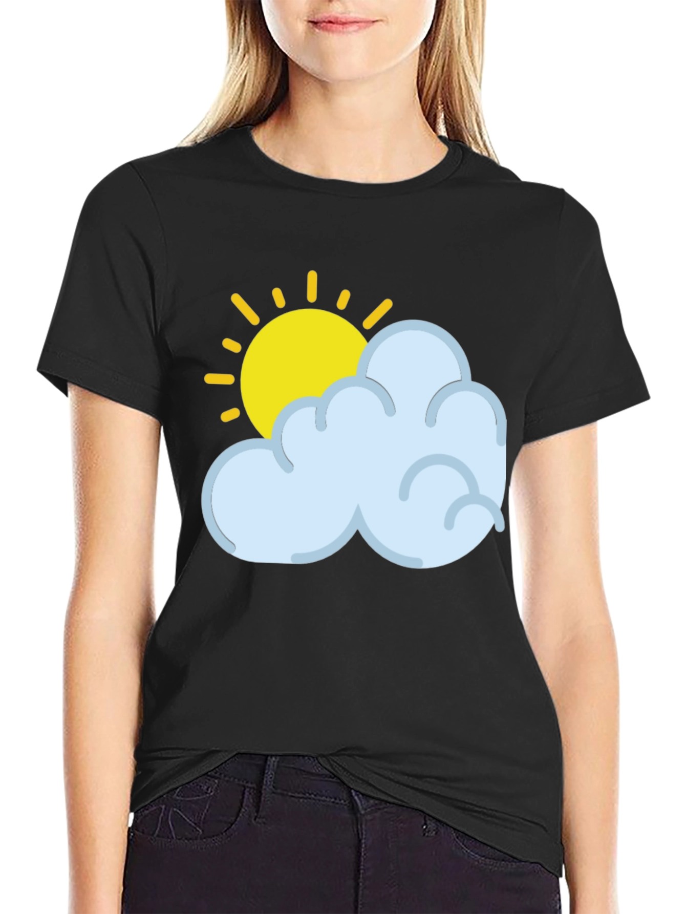 Sunny Day Graphic Tee - Soft Black Cotton T-Shirt