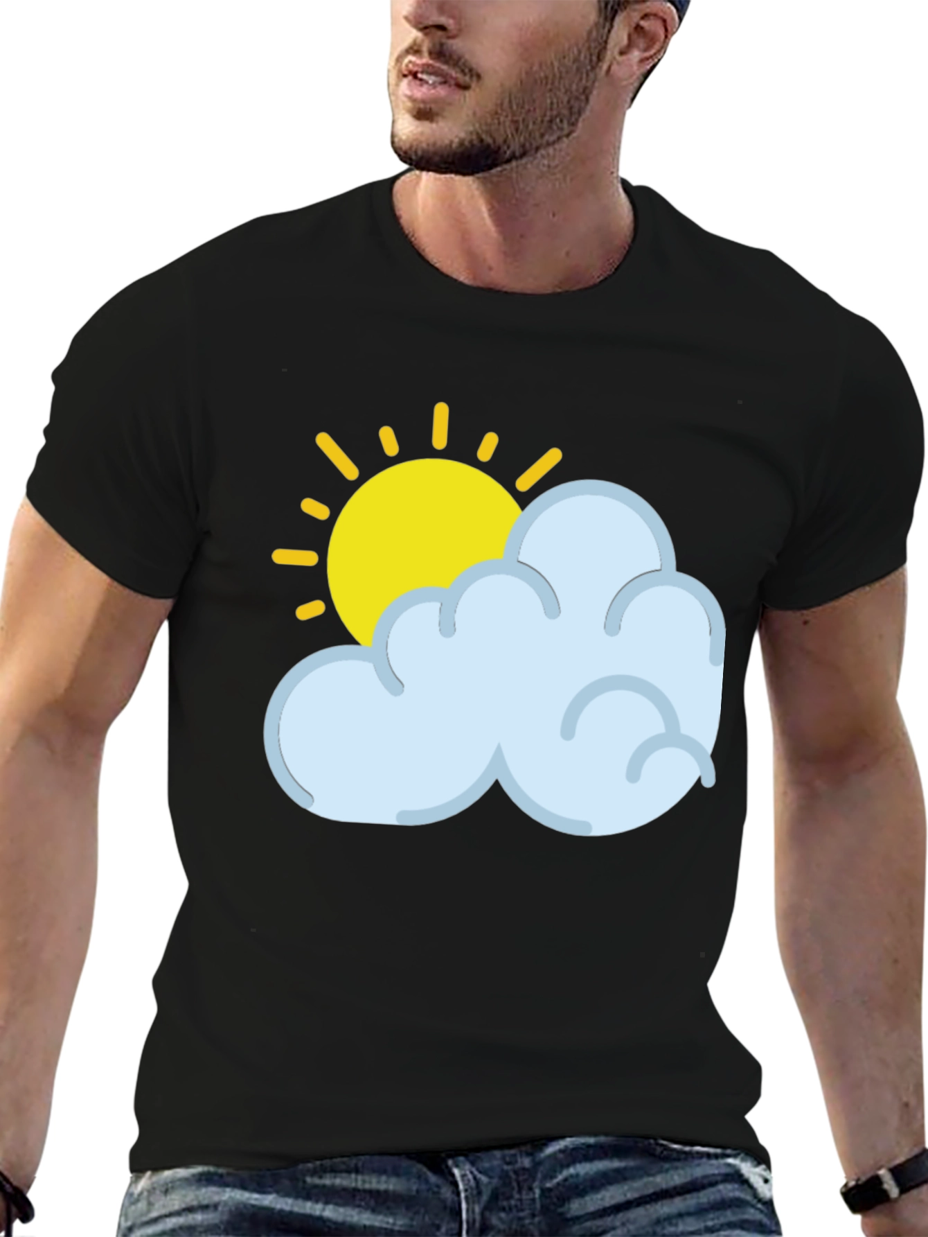 Sunny Day Graphic Tee - Soft Black Cotton T-Shirt