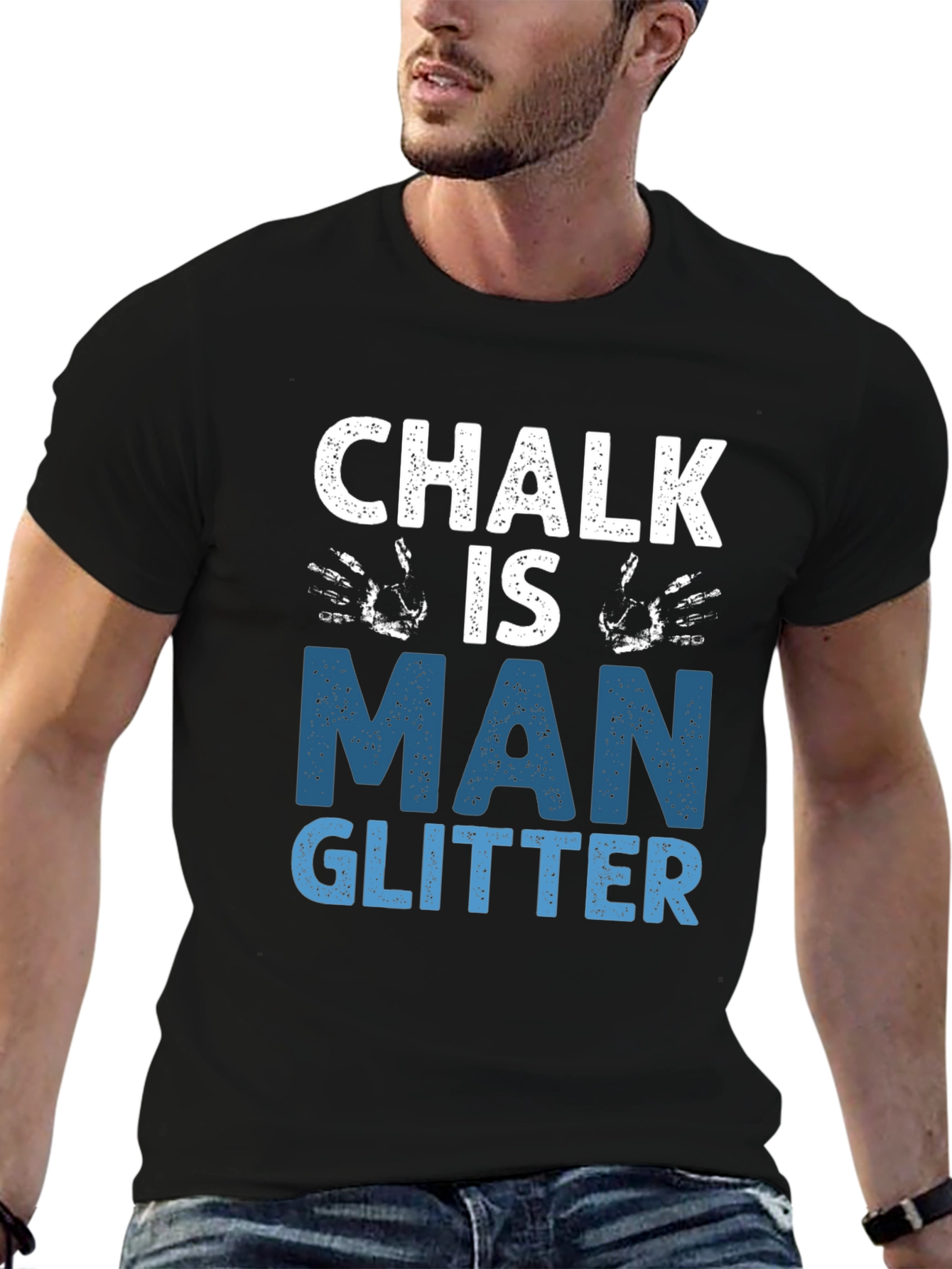Chalk is Man Glitter Graphic Tee