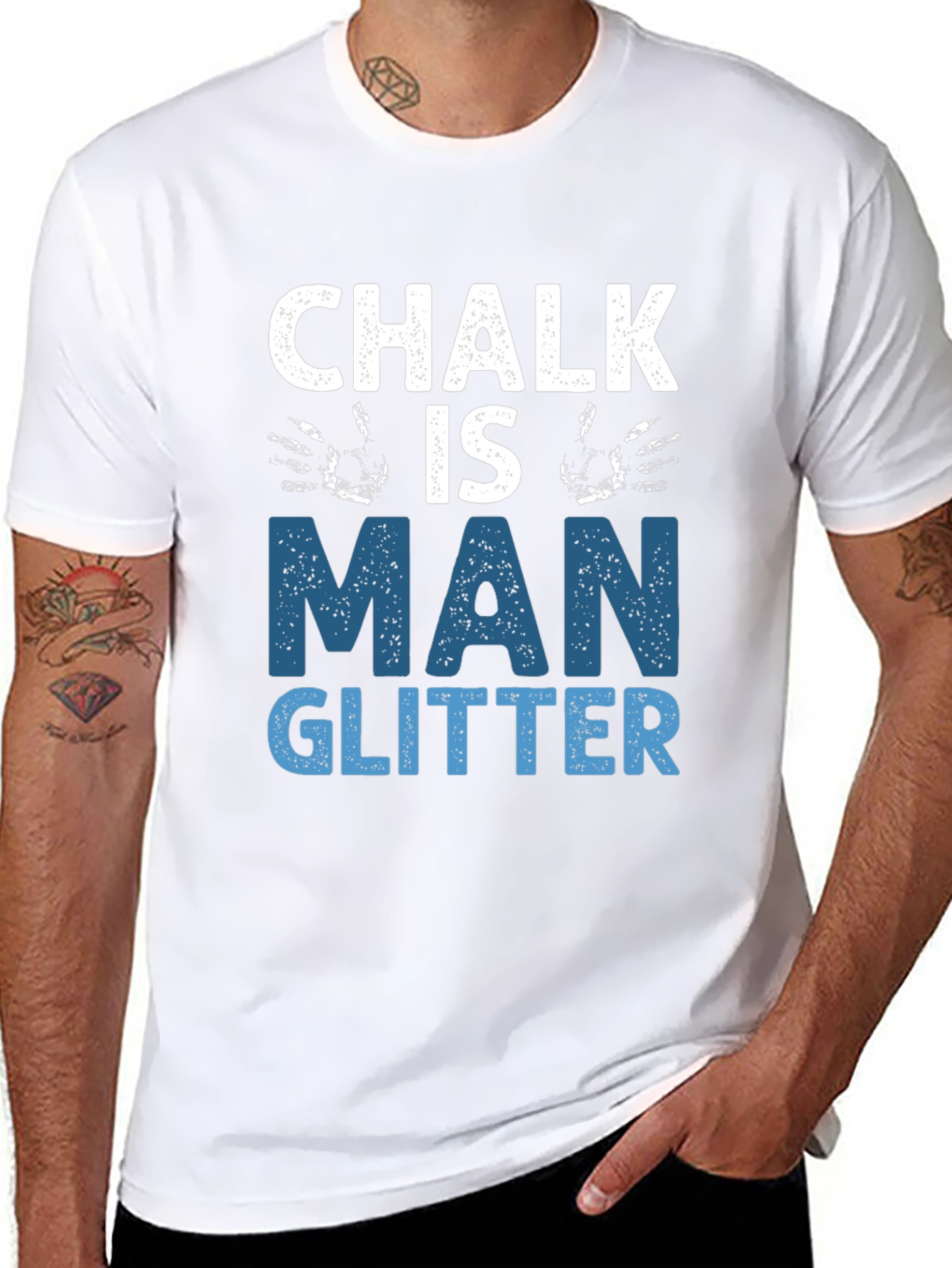 Chalk is Man Glitter Graphic Tee