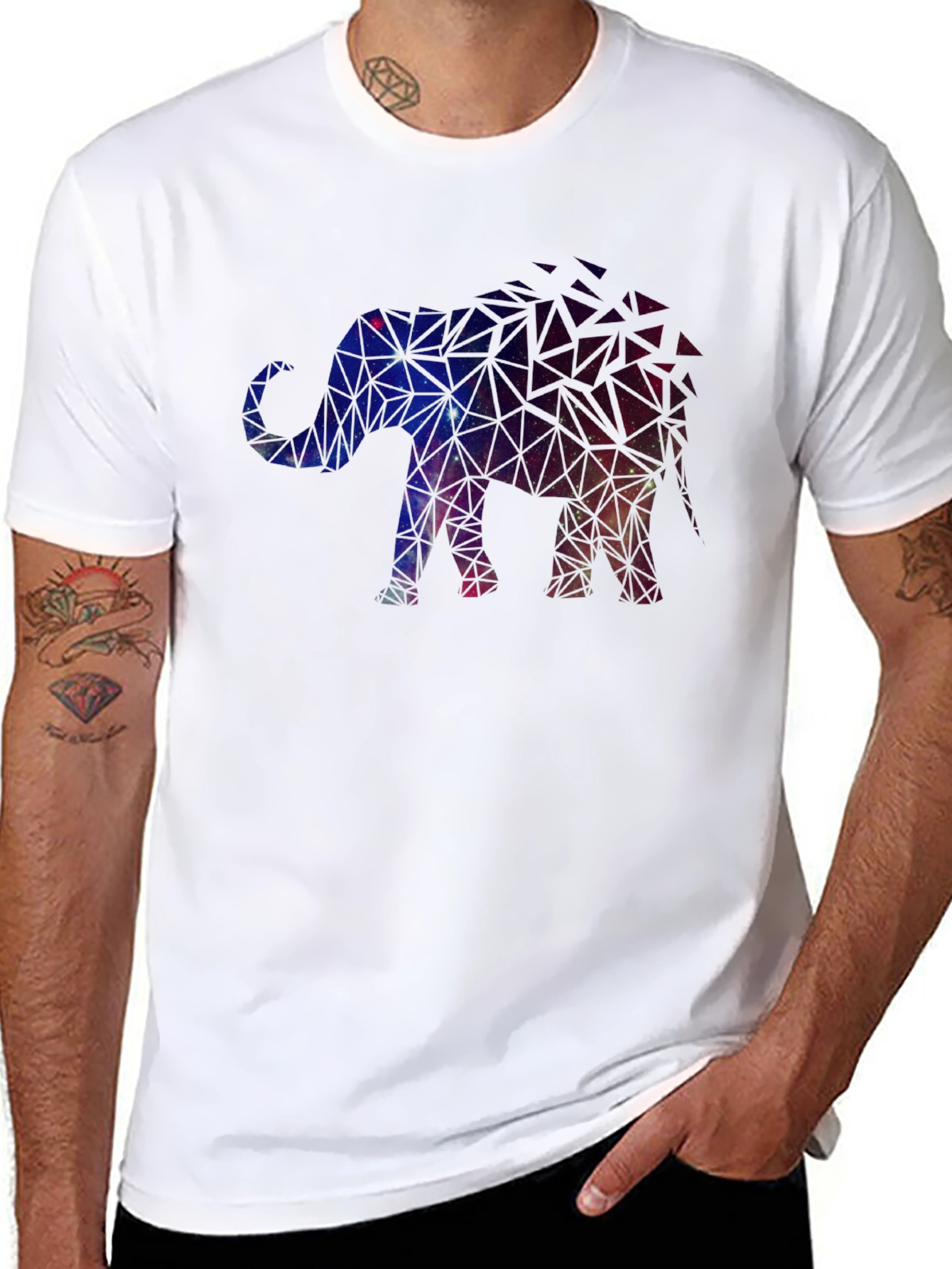 Geometric Galaxy Elephant Graphic Tee