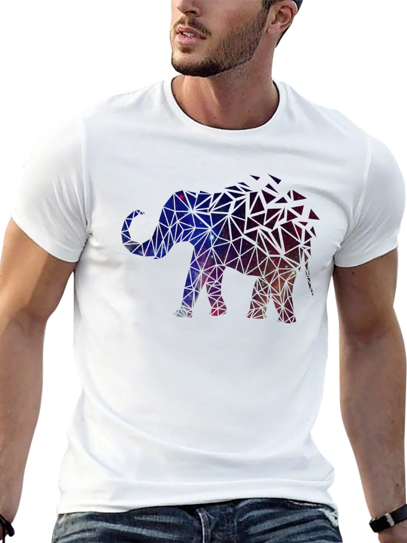 Geometric Galaxy Elephant Graphic Tee