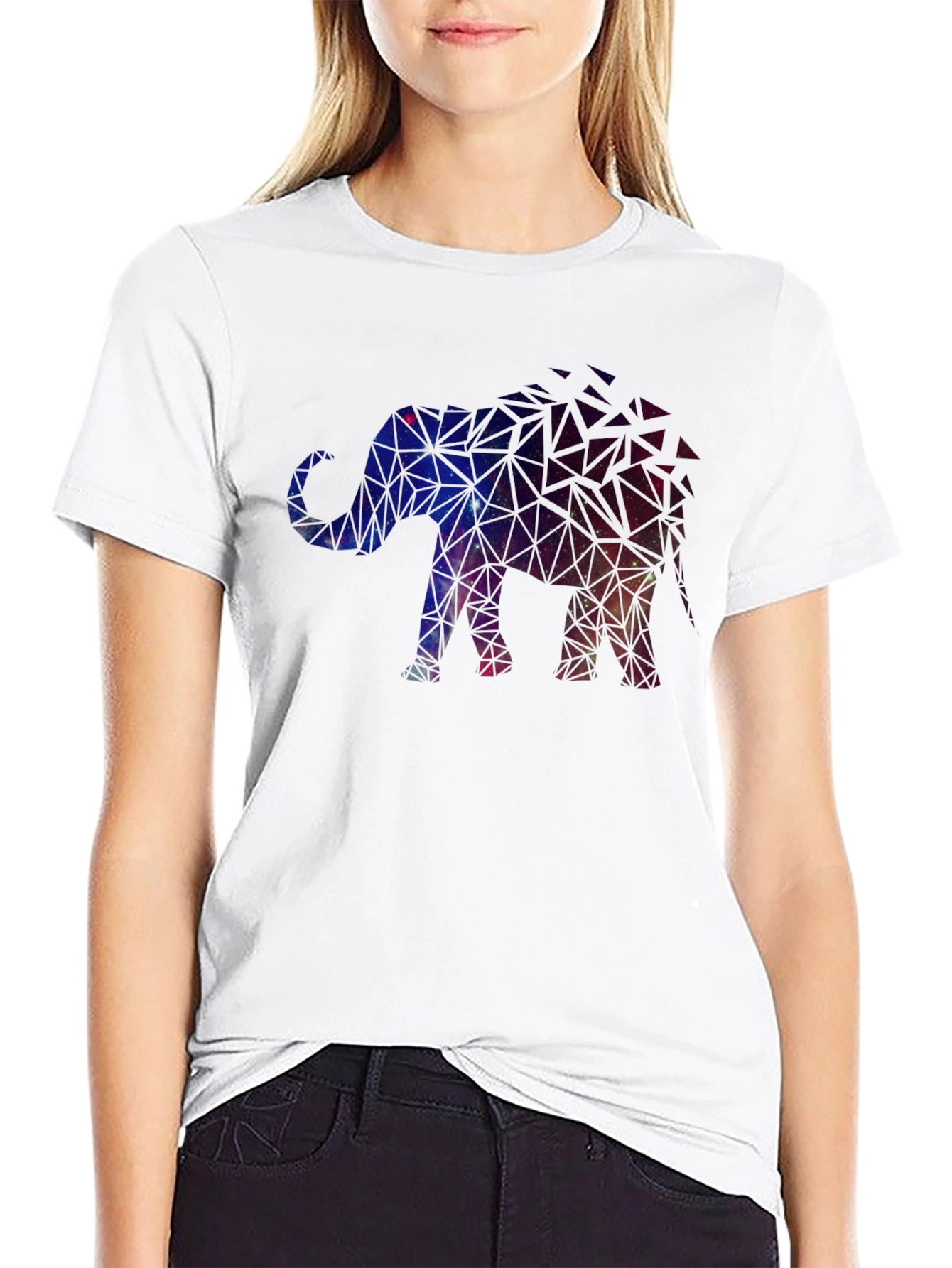 Geometric Galaxy Elephant Graphic Tee