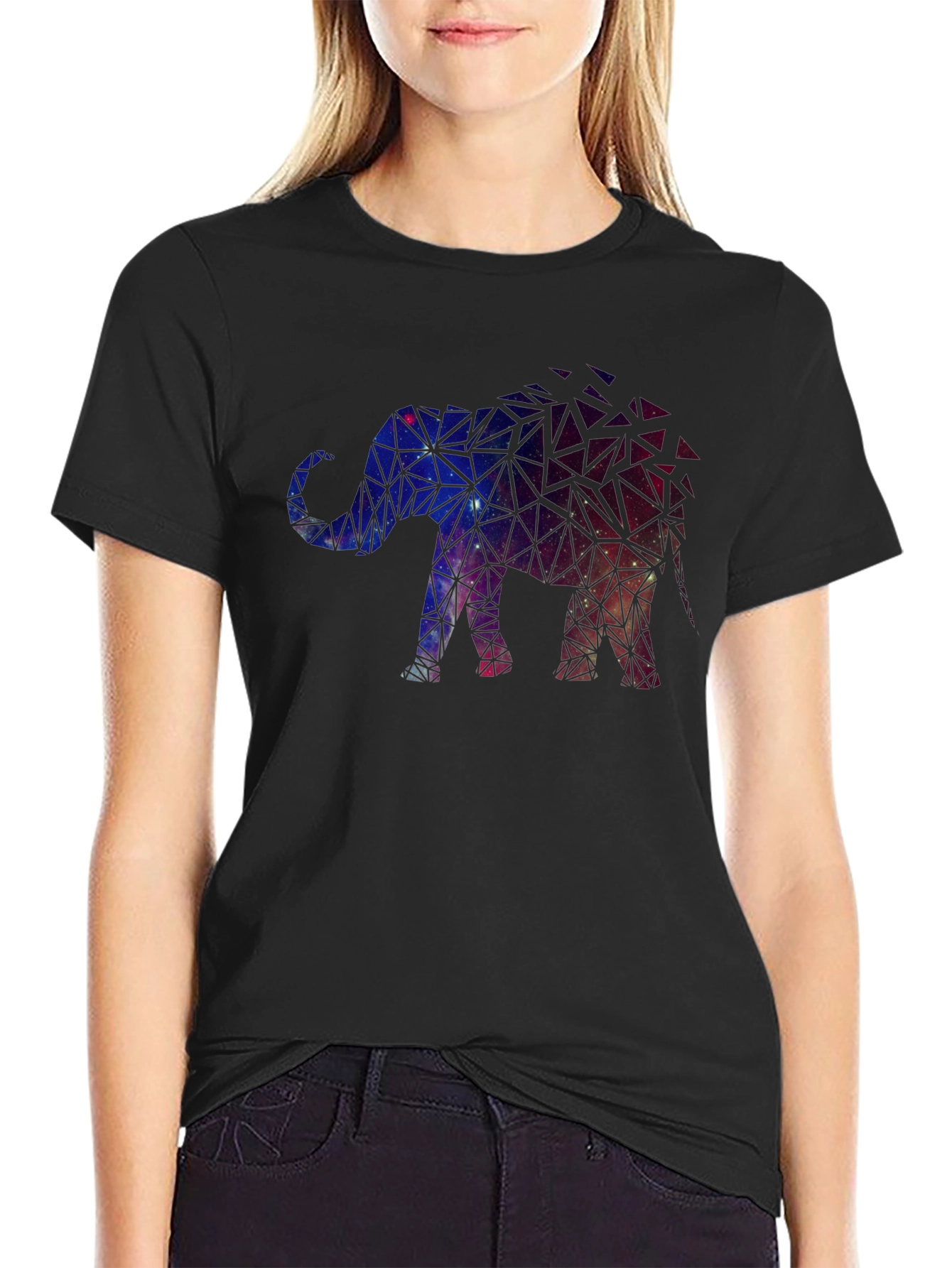 Geometric Galaxy Elephant Graphic Tee