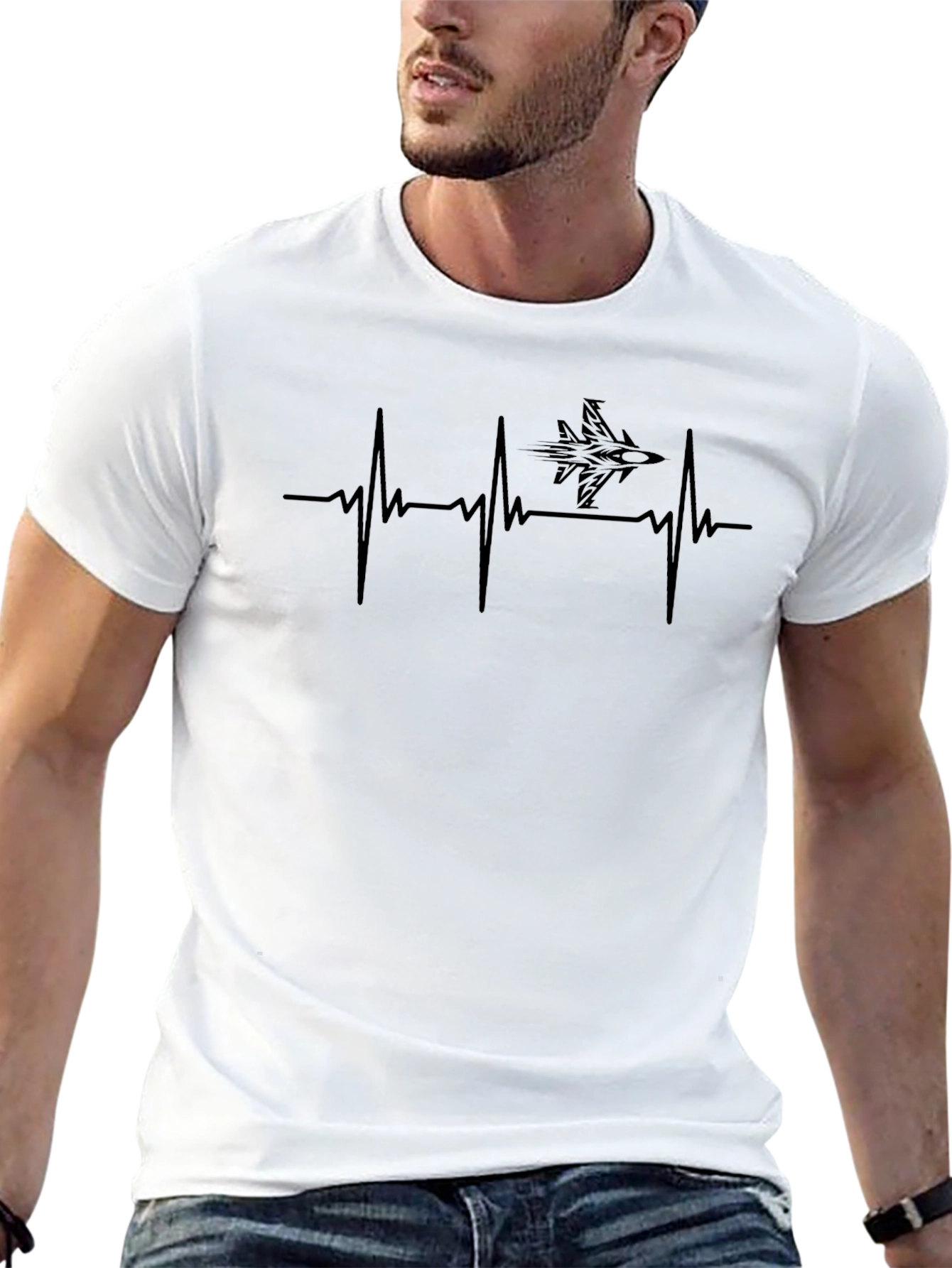 Jet Heartbeat T-Shirt - Aviation Enthusiast Tee