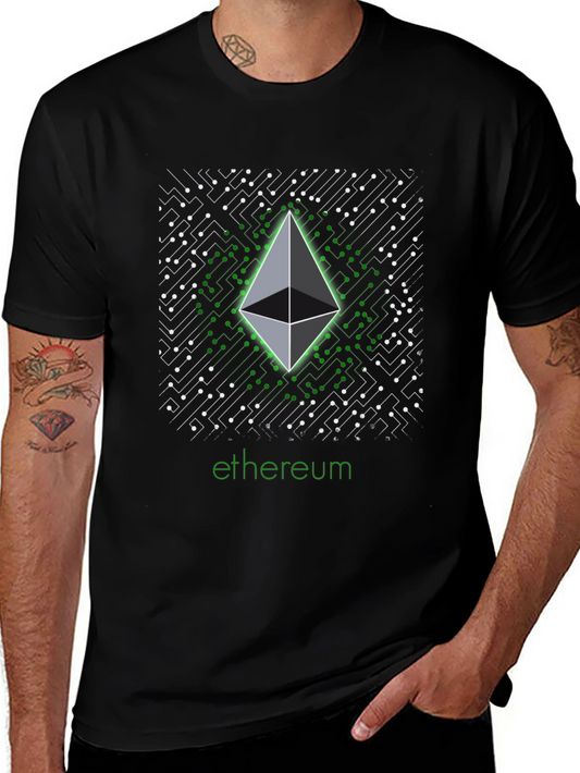 Ethereum Crypto T-Shirt - Black Digital Design