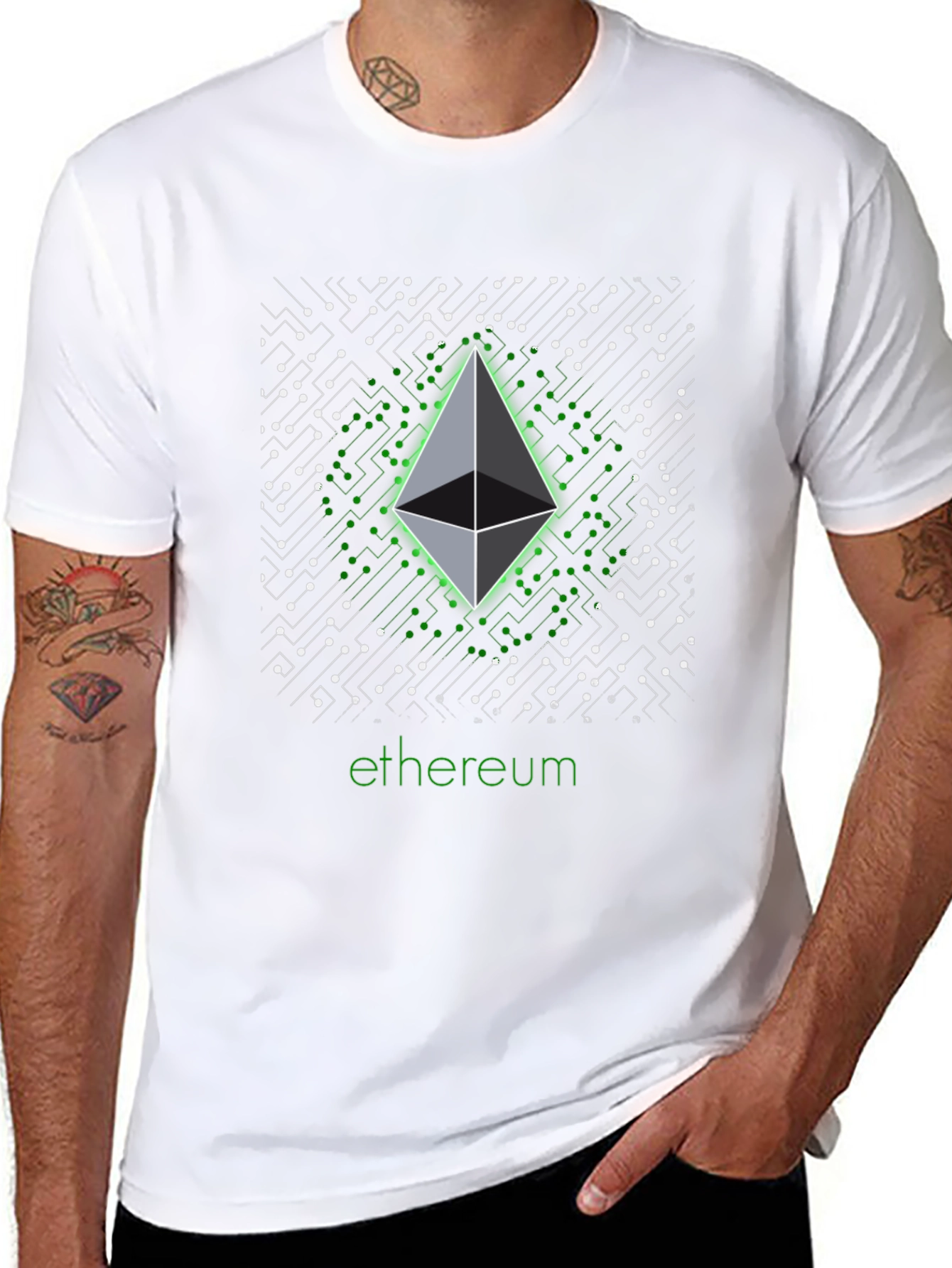 Ethereum Crypto T-Shirt - Black Digital Design
