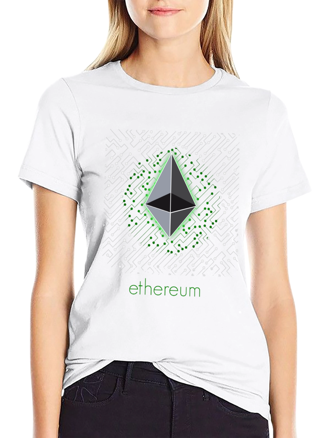 Ethereum Crypto T-Shirt - Black Digital Design