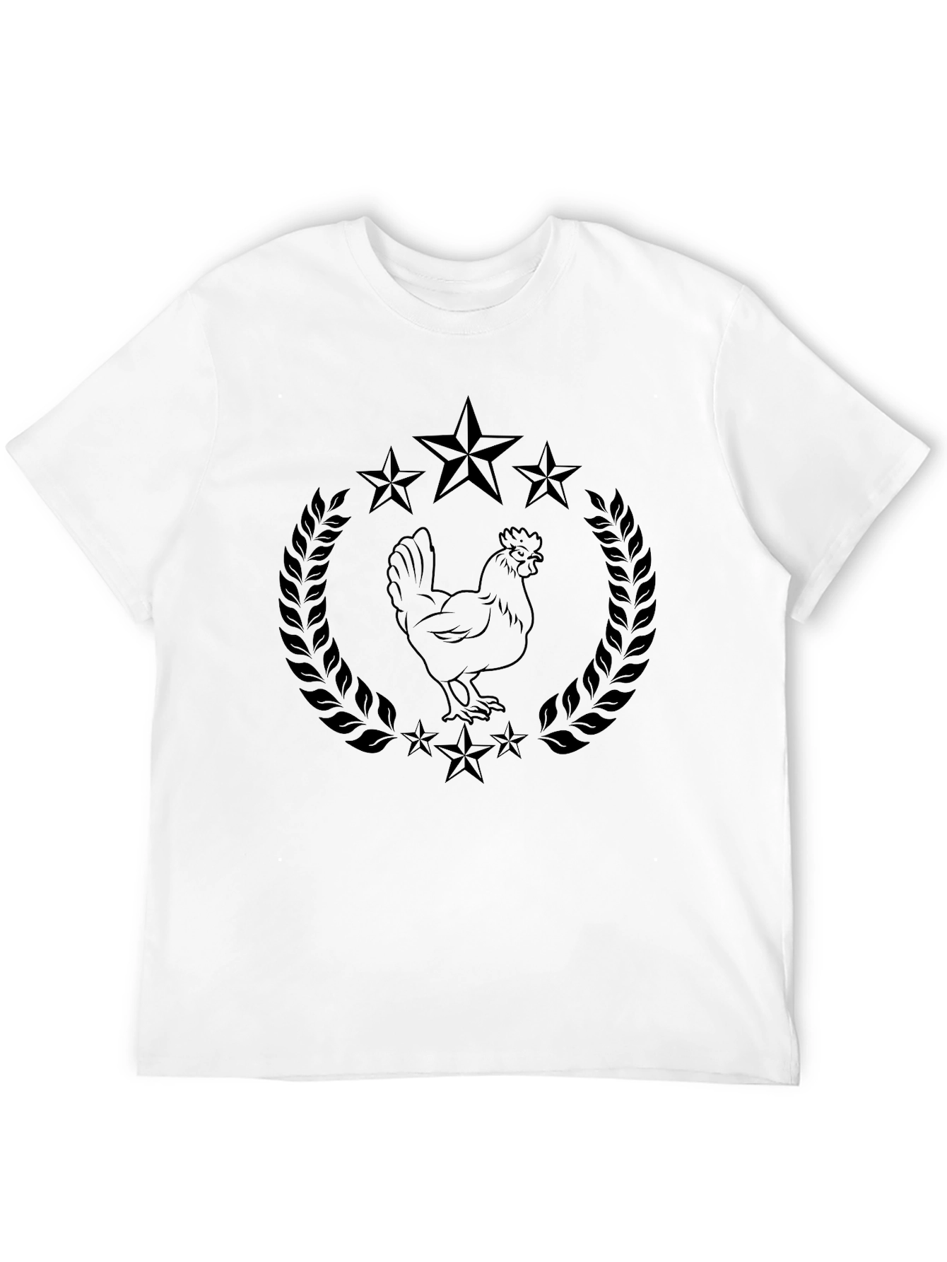 Black Chicken & Star Tee - Unique Graphic T-Shirt