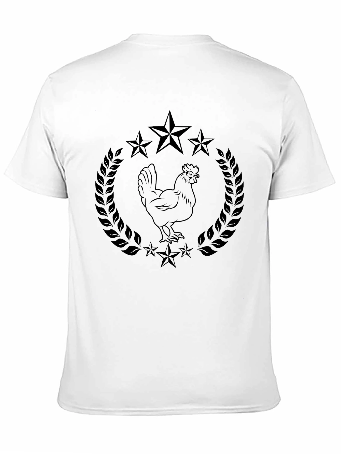 Black Chicken & Star Tee - Unique Graphic T-Shirt