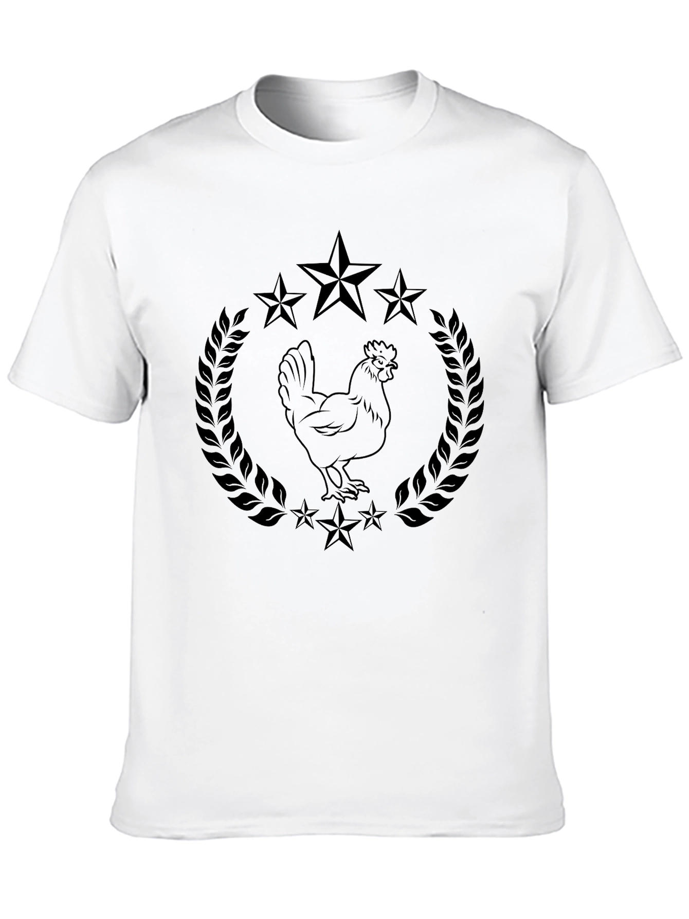 Black Chicken & Star Tee - Unique Graphic T-Shirt