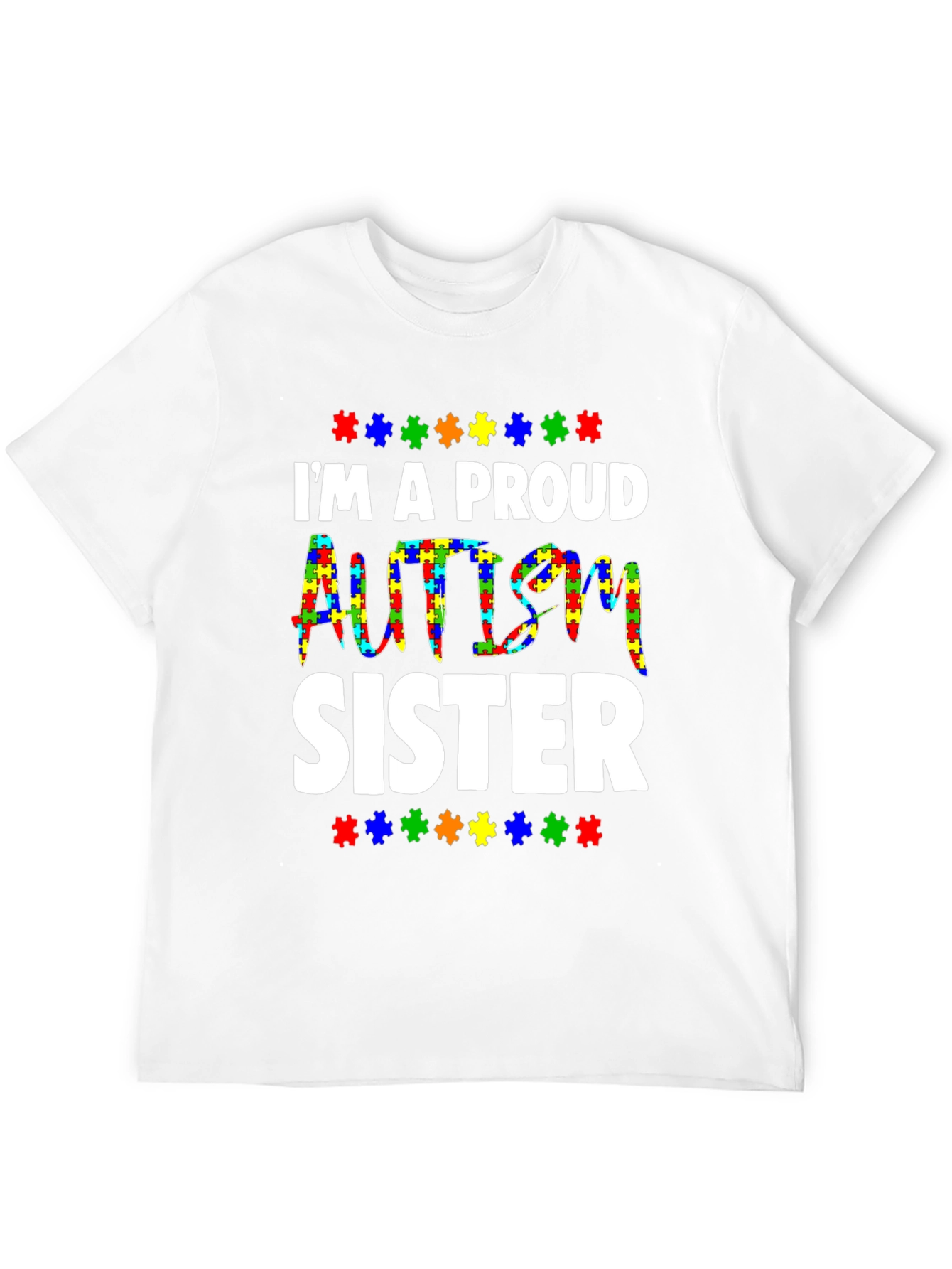 Proud Autism Sister T-Shirt - Puzzle Piece Design