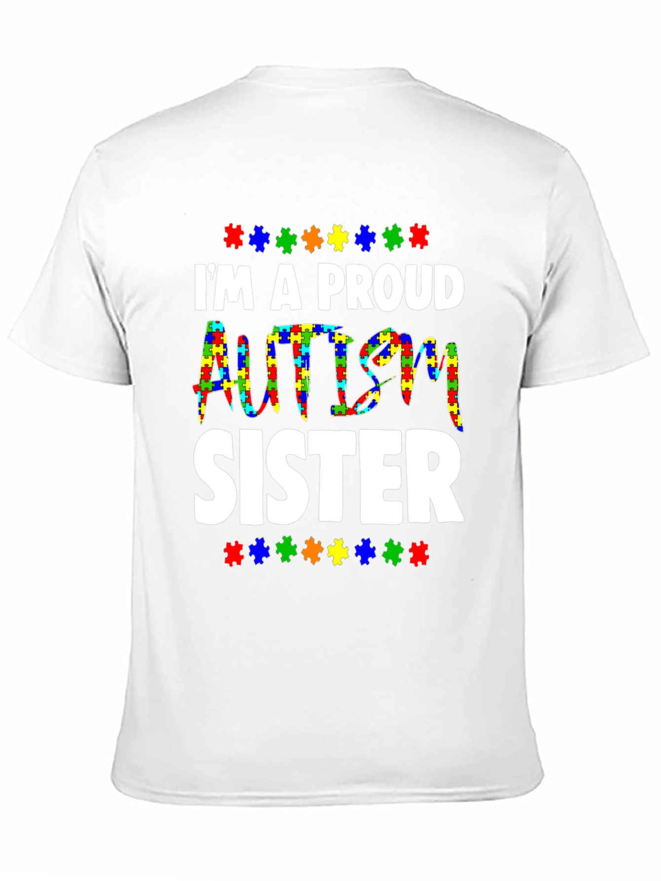 Proud Autism Sister T-Shirt - Puzzle Piece Design