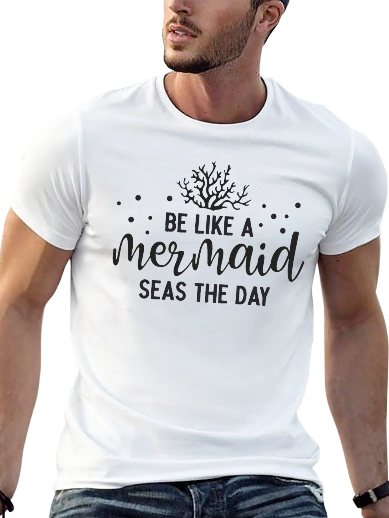 Be Like A Mermaid Seas The Day Black T-Shirt