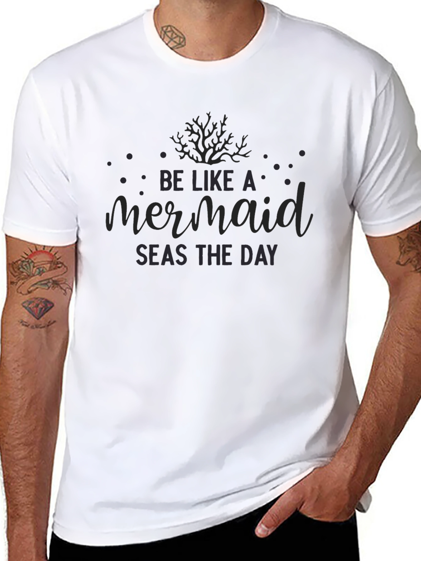 Be Like A Mermaid Seas The Day Black T-Shirt