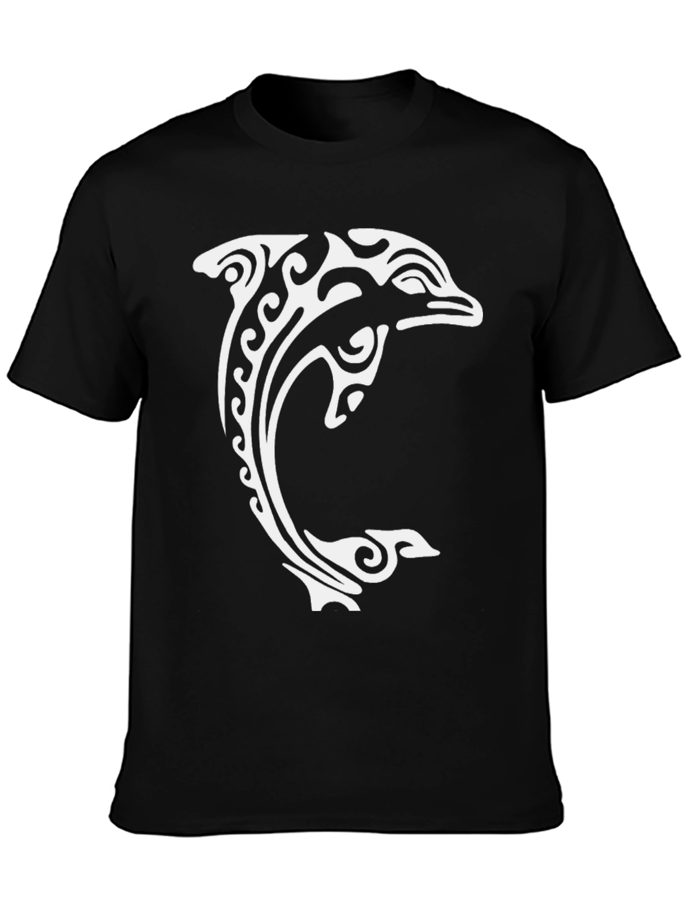 Tribal Dolphin Graphic Tee - Black Cotton Comfort
